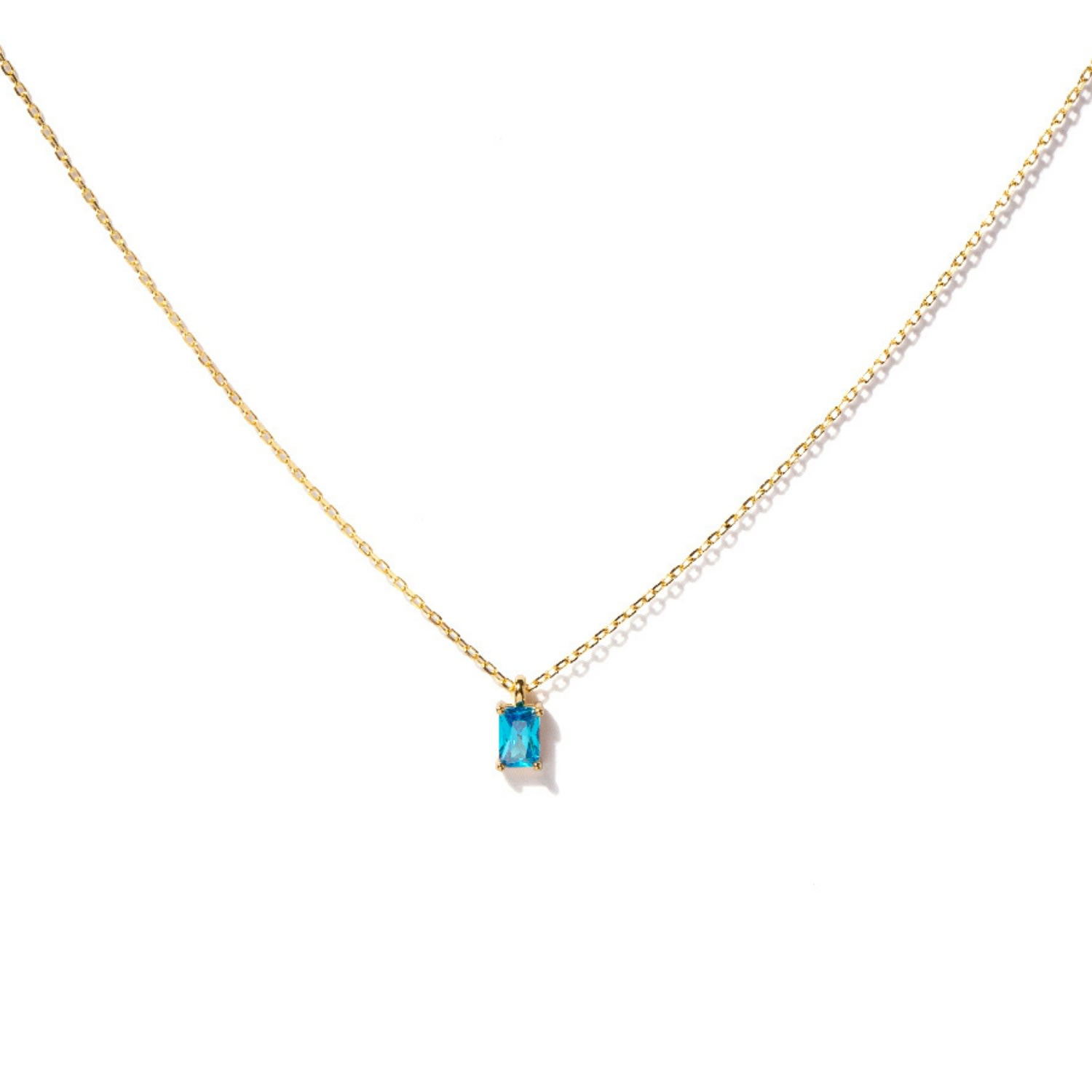 Little Sky Stone Women's Gold / Blue Tiny Baguette Aquamarine Gold Necklace