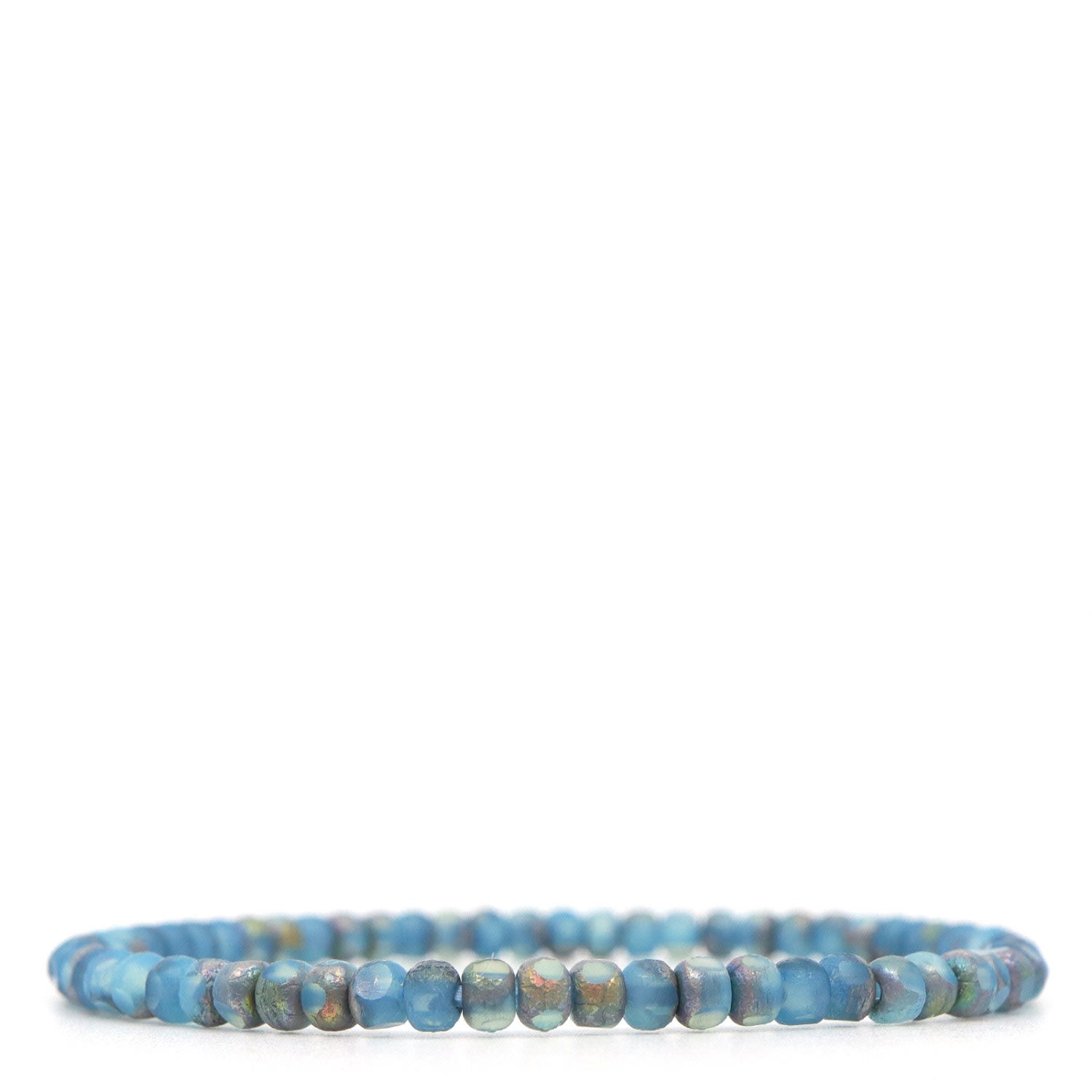 Men’s Sky Blue Three Cut Czech Picasso Beaded Bracelet Shar Oke