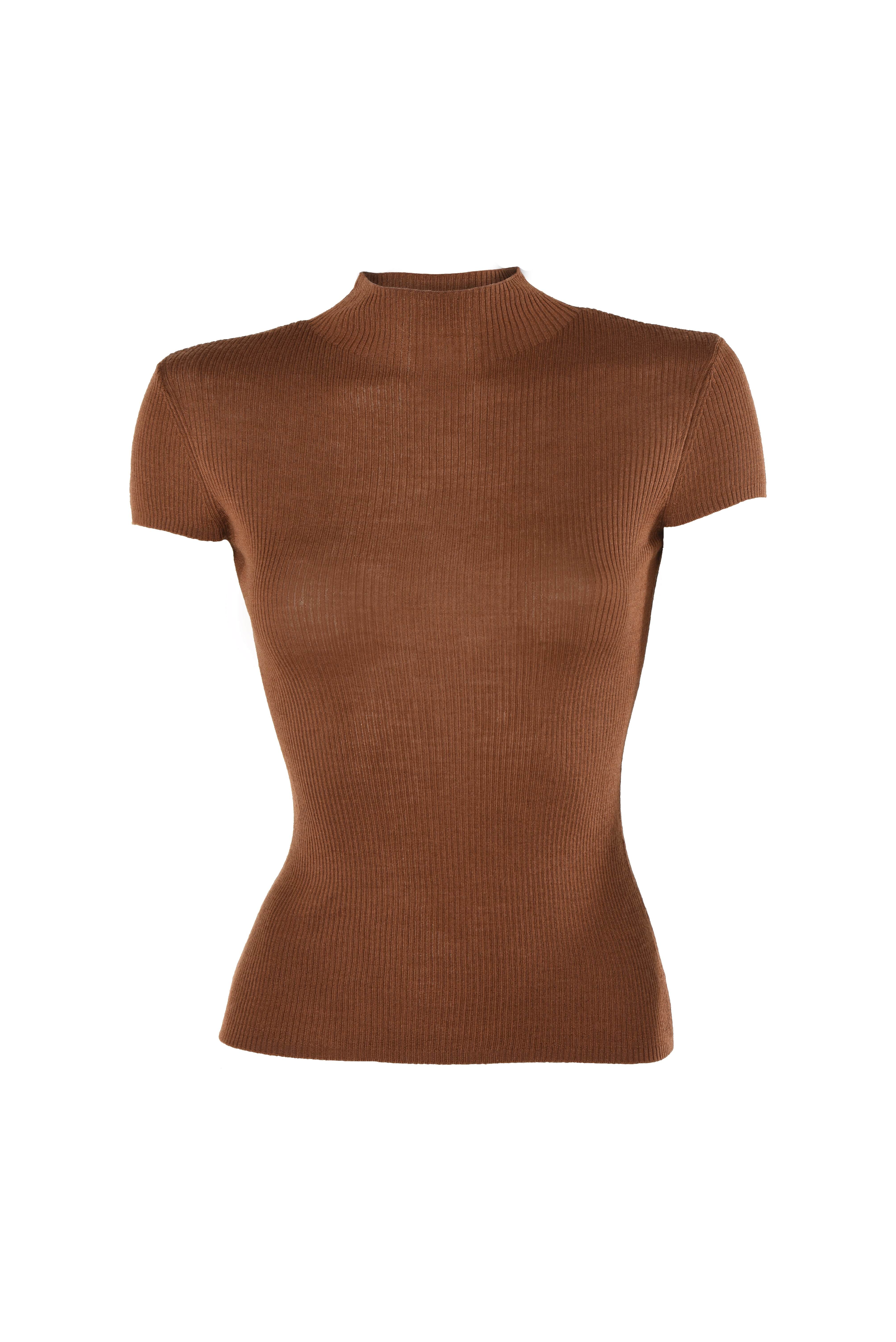 Justlove Women's Brown Merino / Silk Top Shizuku Caramel In Brown