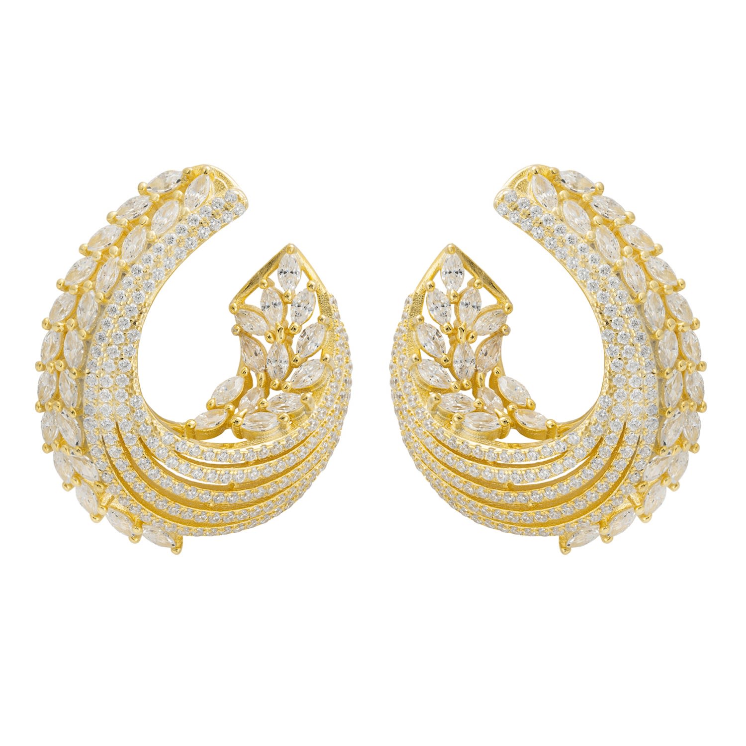 Women’s White / Gold Artemis Sweeping Hoop Earrings Gold Latelita