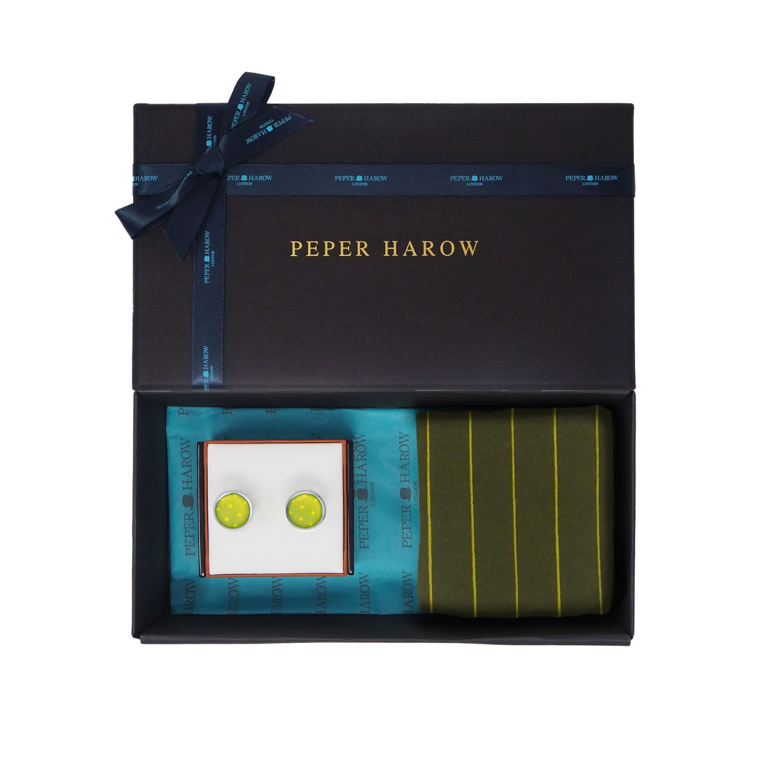 Peper Harow - Made In England Pin Stripe Men's Cufflink Gift Box