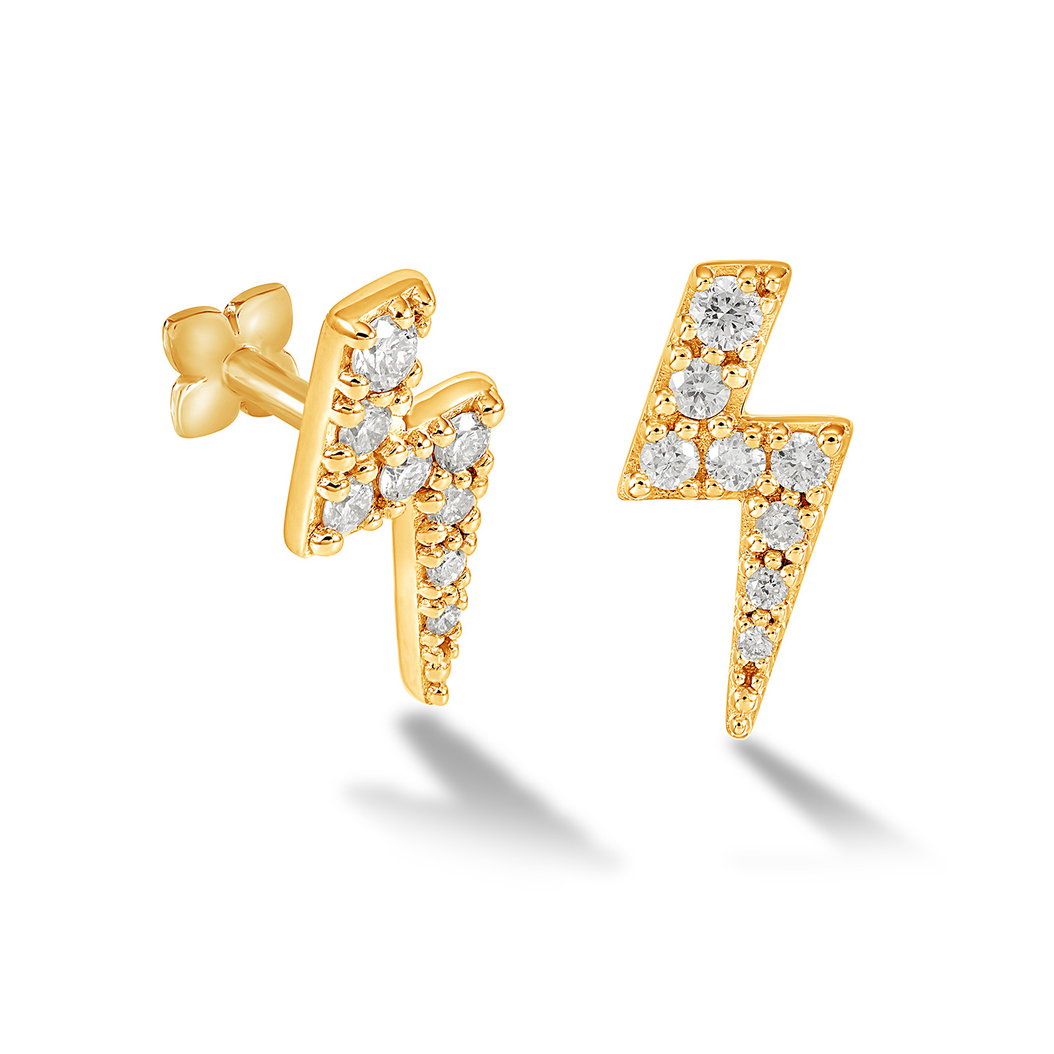 Dower & Hall Women's Solid Gold Diamond Ziggy Bolt Labret Single In Gold