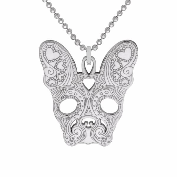 Cartergore Medium French Bulldog Silver Pendant Necklace In Pendant
