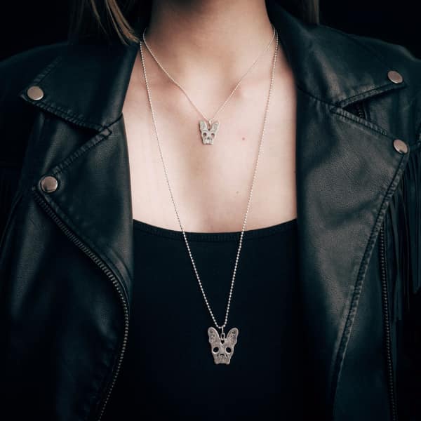 Cartergore Medium French Bulldog Silver Pendant Necklace In Pendant