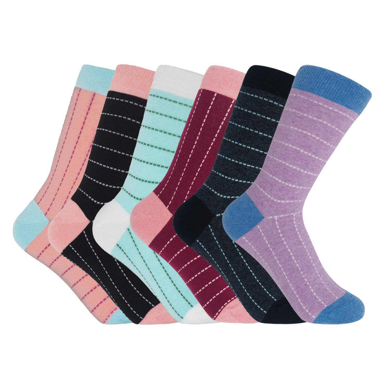 Peper Harow - Made In England Dash Women's Socks Bundle - Six Pairs In Black/blue/eed/green/pink/purple