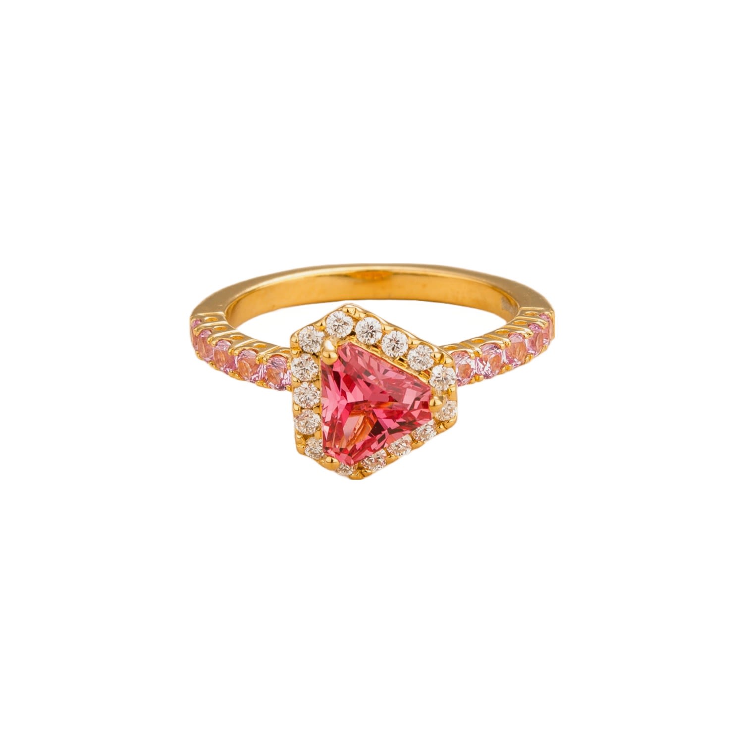 Women’s Gold / Pink / Purple Diana Gold Ring With Padparadscha, Pink Sapphires & Diamonds Juvetti