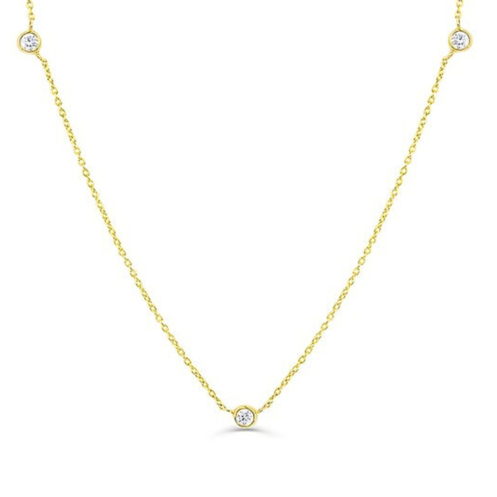 Women’s Gold Scattered Stars 3 Diamond Station Necklace Lily Flo Jewellery