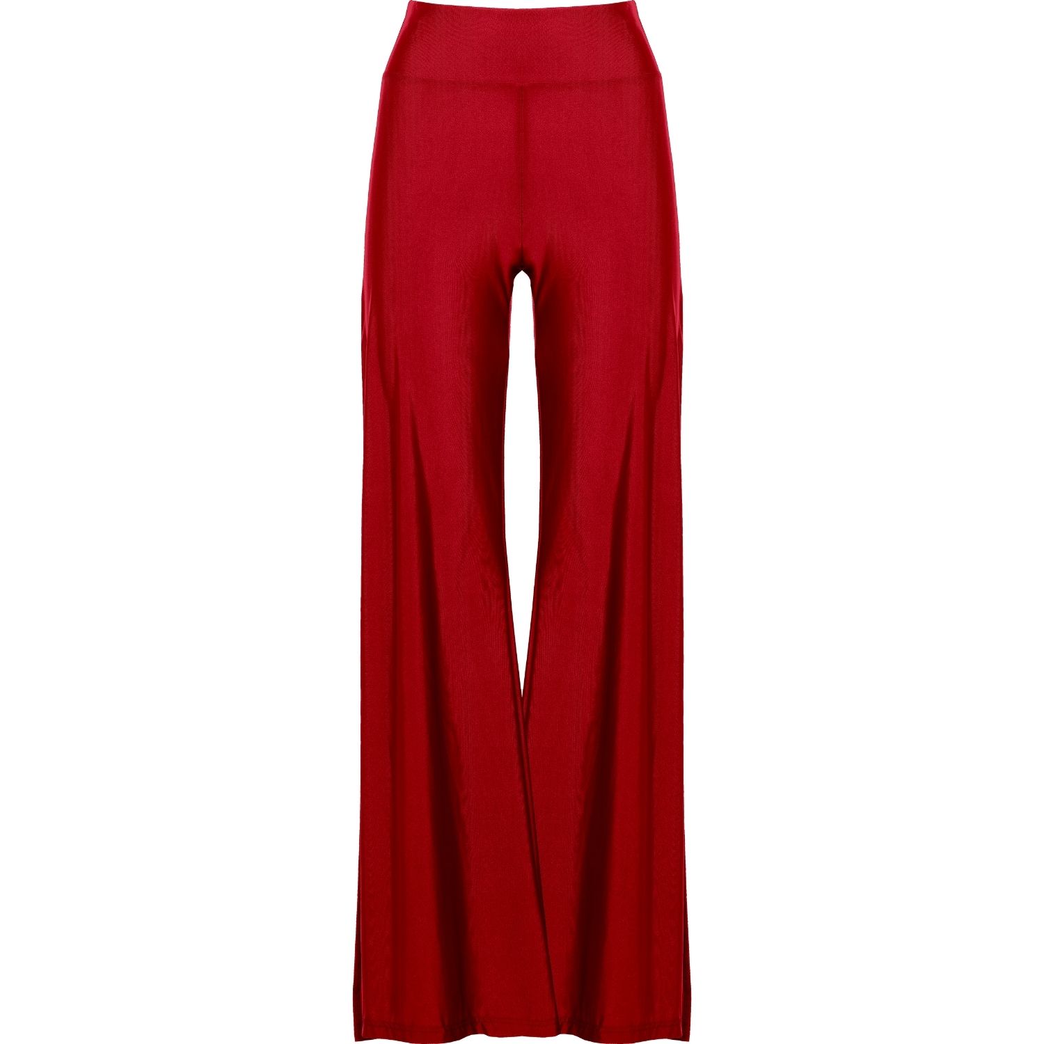 Antoninias Women's Cleo High Waisted Stretch Wide Leg Pants With Side Slit In Red