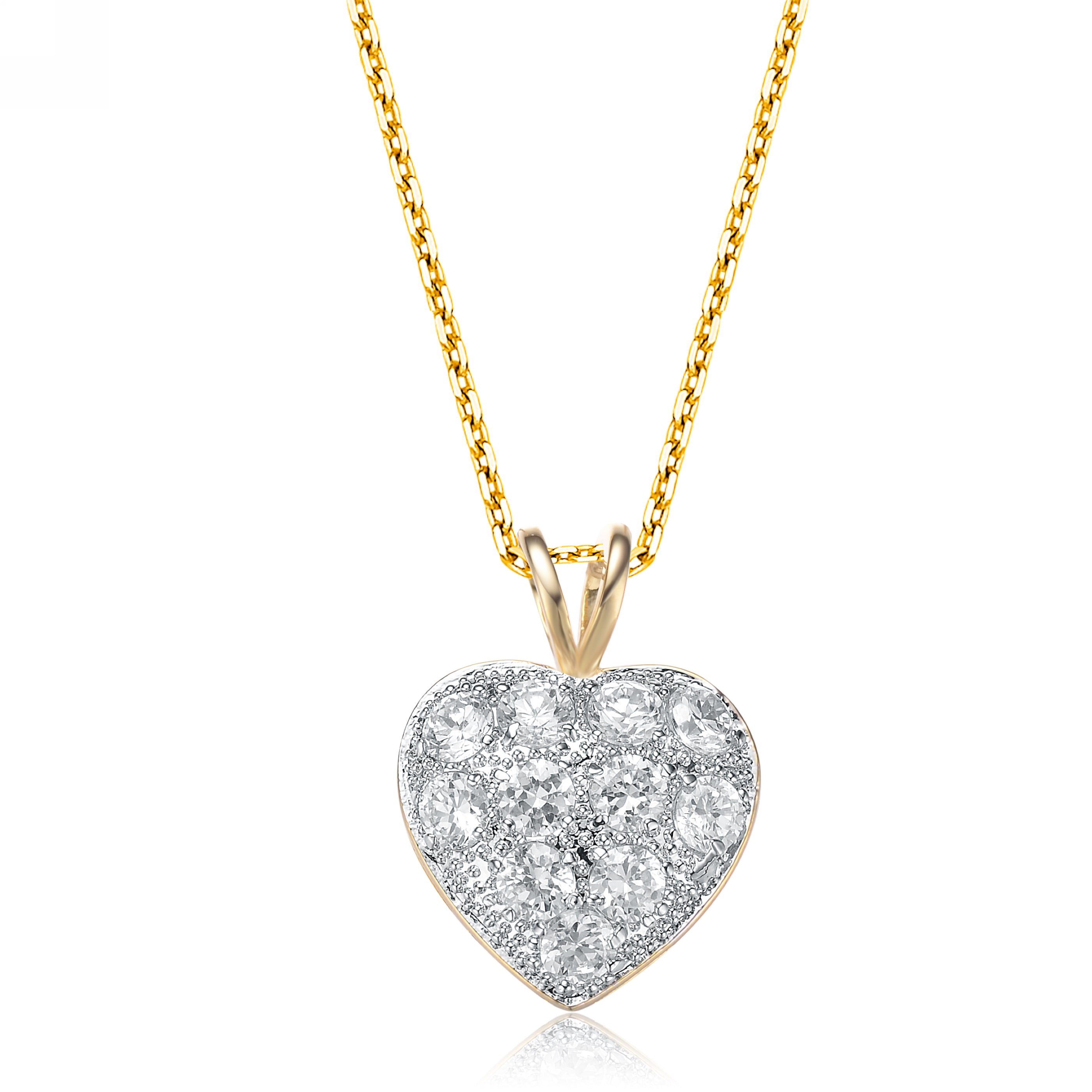 Genevive Jewelry Women's Gold / White Gold-plated Sterling Silver Heart Shape Necklace In Multi