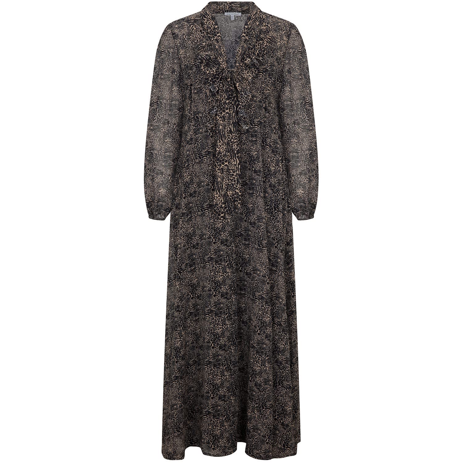 Lily And Lionel Women's Margot Ruffle Neck Mini Leopard Print Maxi Dress In Brown