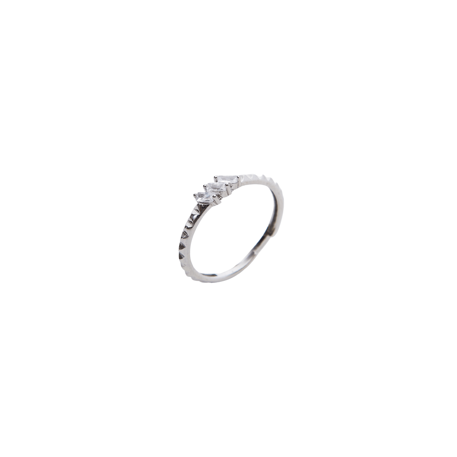 Spero London Women's Three Parallel Baguette Gemstone Sterling Silver Ring - Silver In Silver