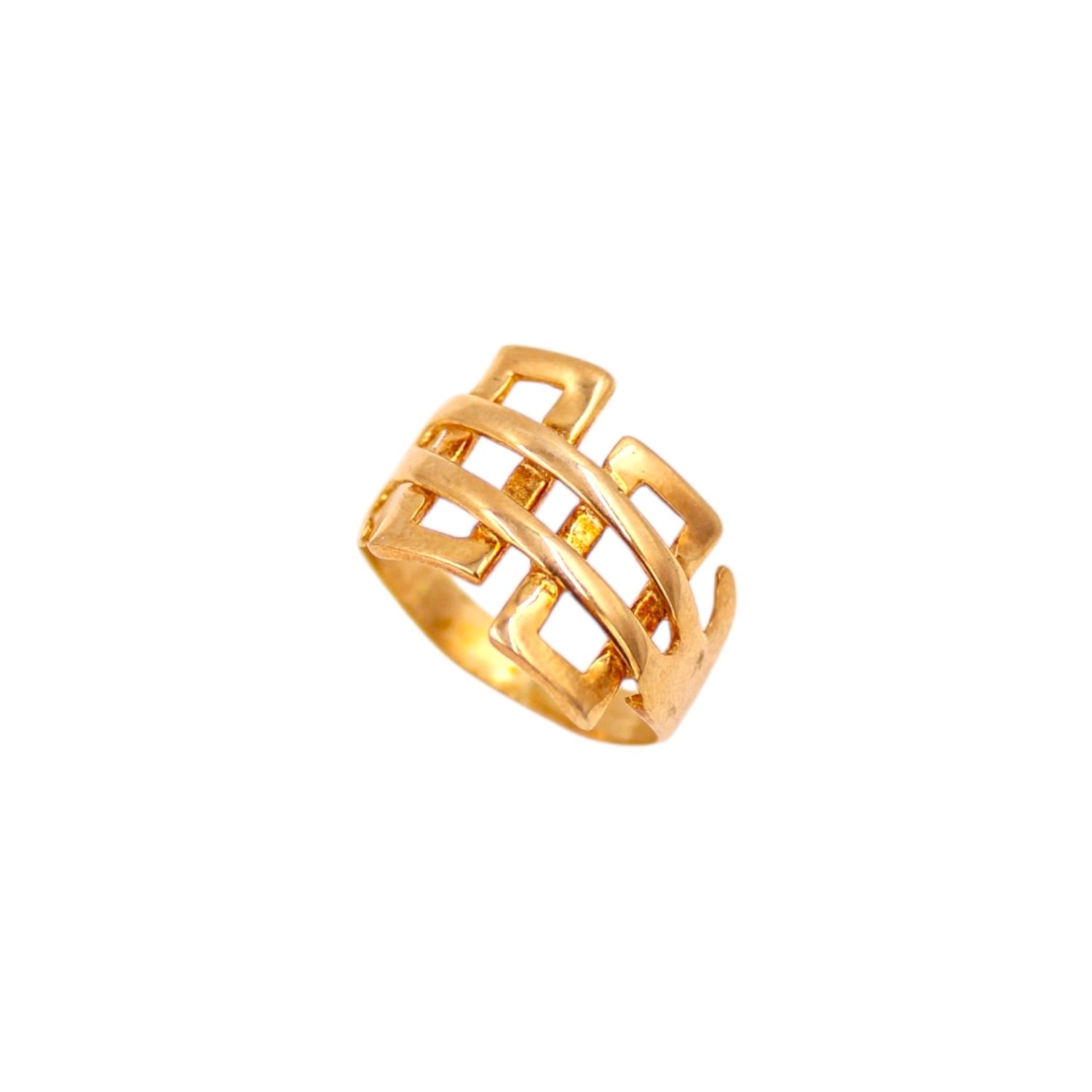 1610istanbul Women's Gold Byzantine Monogram Texture Ring