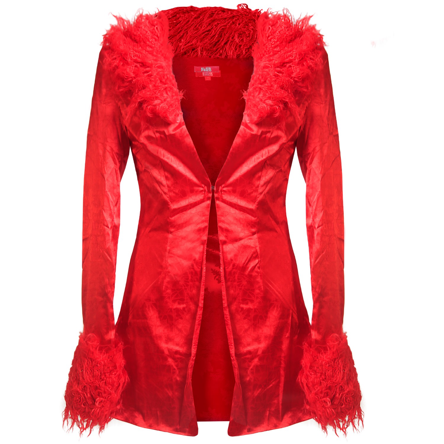 Women’s Marla Jacquard Fur Collar Jacket In Red Blooded Scarlet Extra Small Elsie & Fred