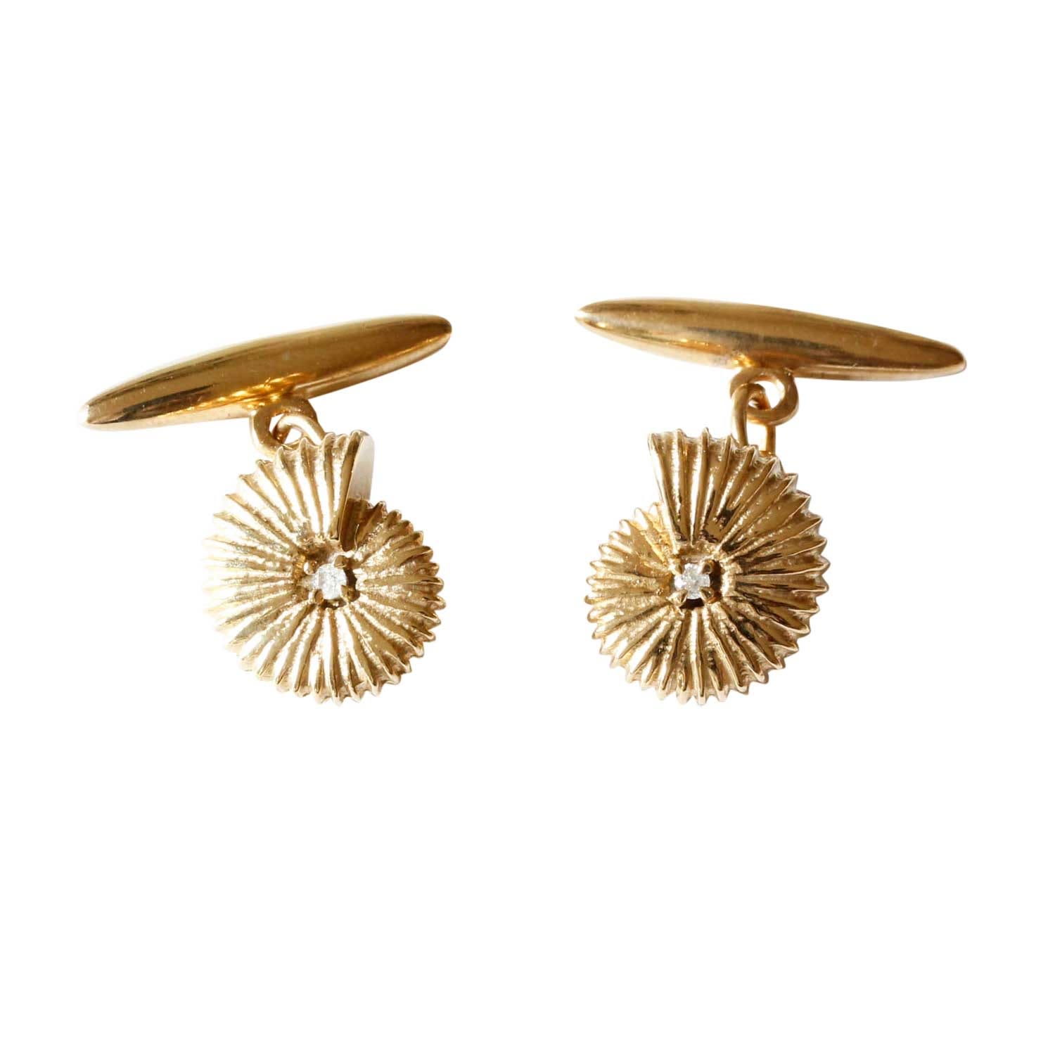Lee Renee Men's Ammonite Diamond Cufflinks – Gold In Gold