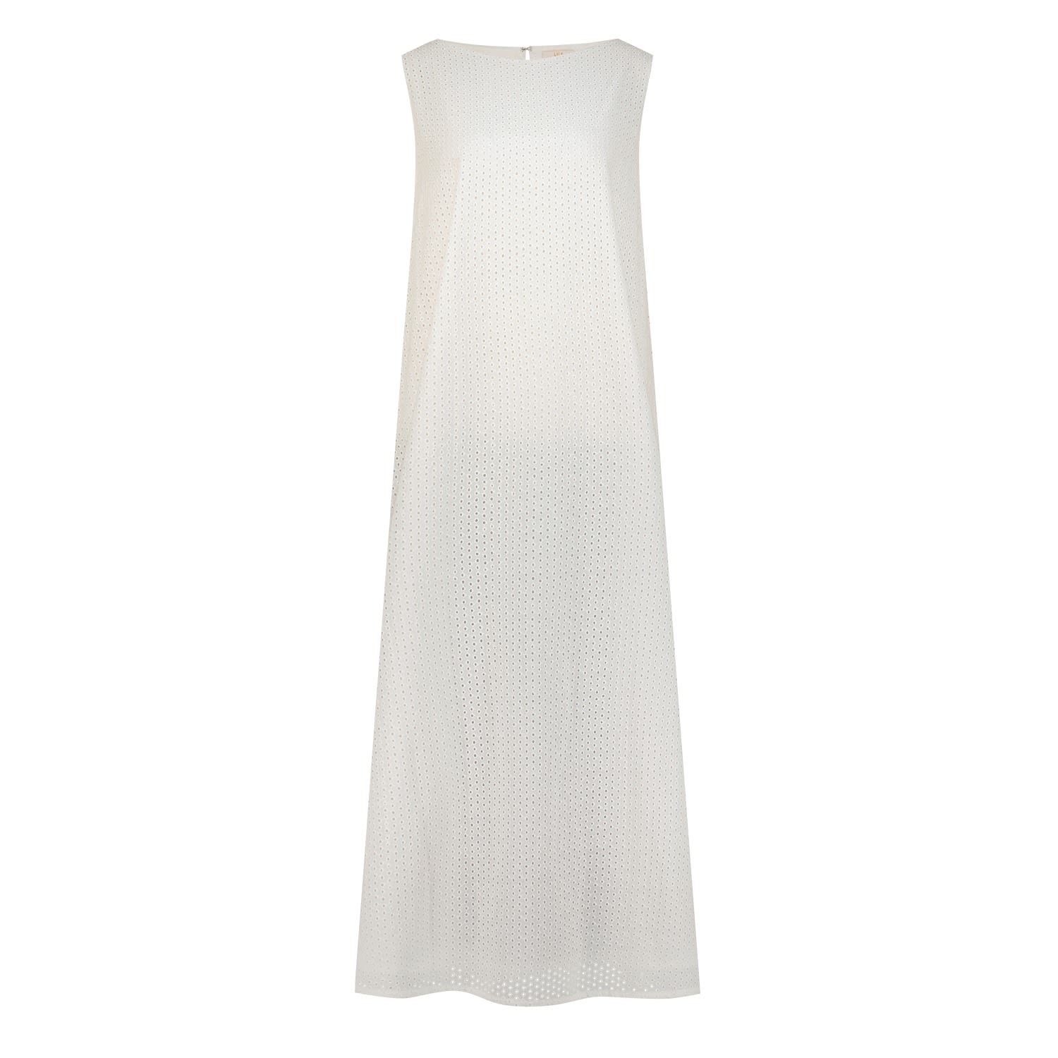 Women’s Sleeveles Inner Dress - Round White Eyelet Small Azzalia