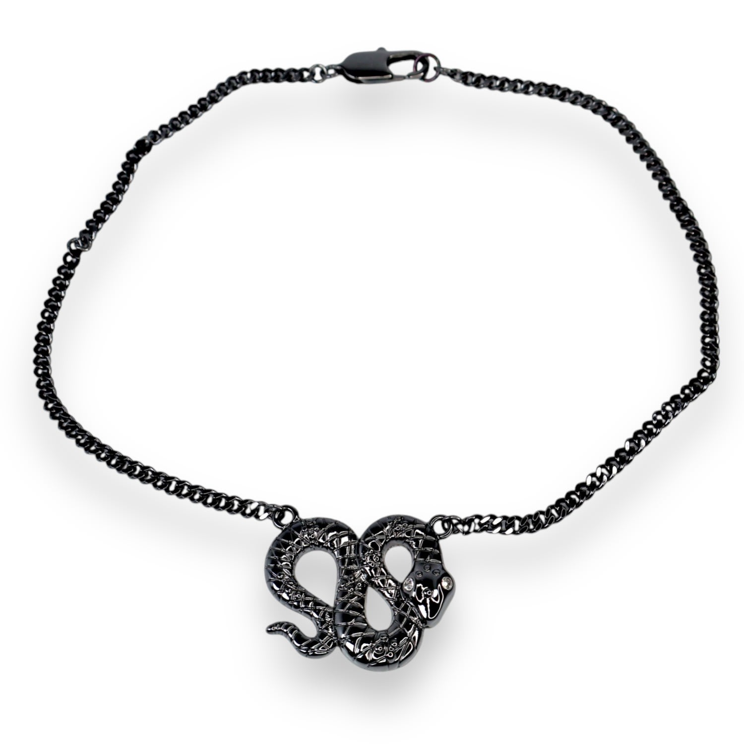 Jagged Halo Jewelry Women's Python Necklace In Black Rhodium In Black
