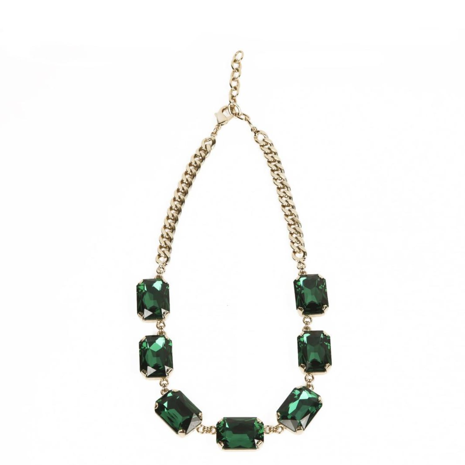 Addicted2 Women's Green / Gold Pax Necklace With Emerald Crystals In Multi