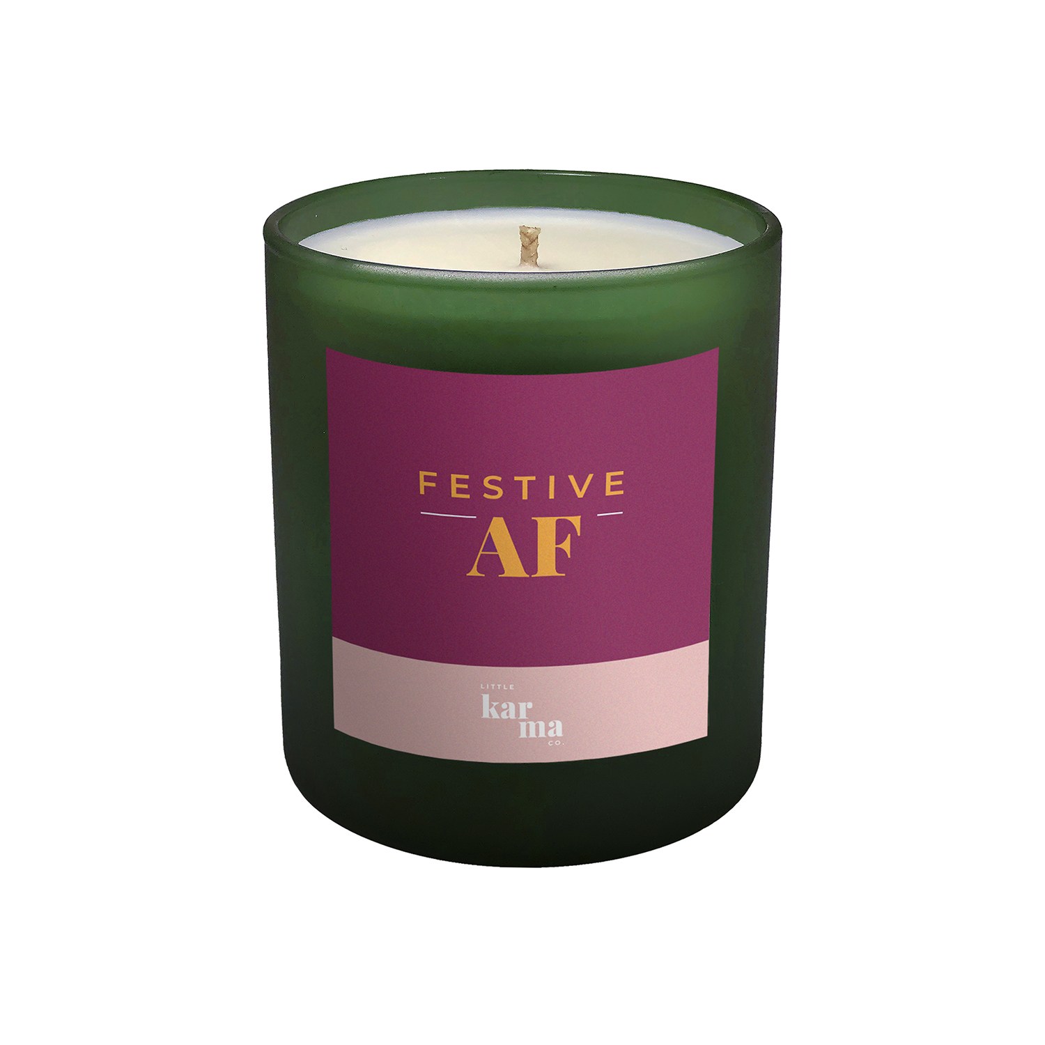 Little Karma Co. Ltd Green / Pink / Purple Festive Af Candle - Sweet Cinnamon Christmas Midi In Green/pink/purple
