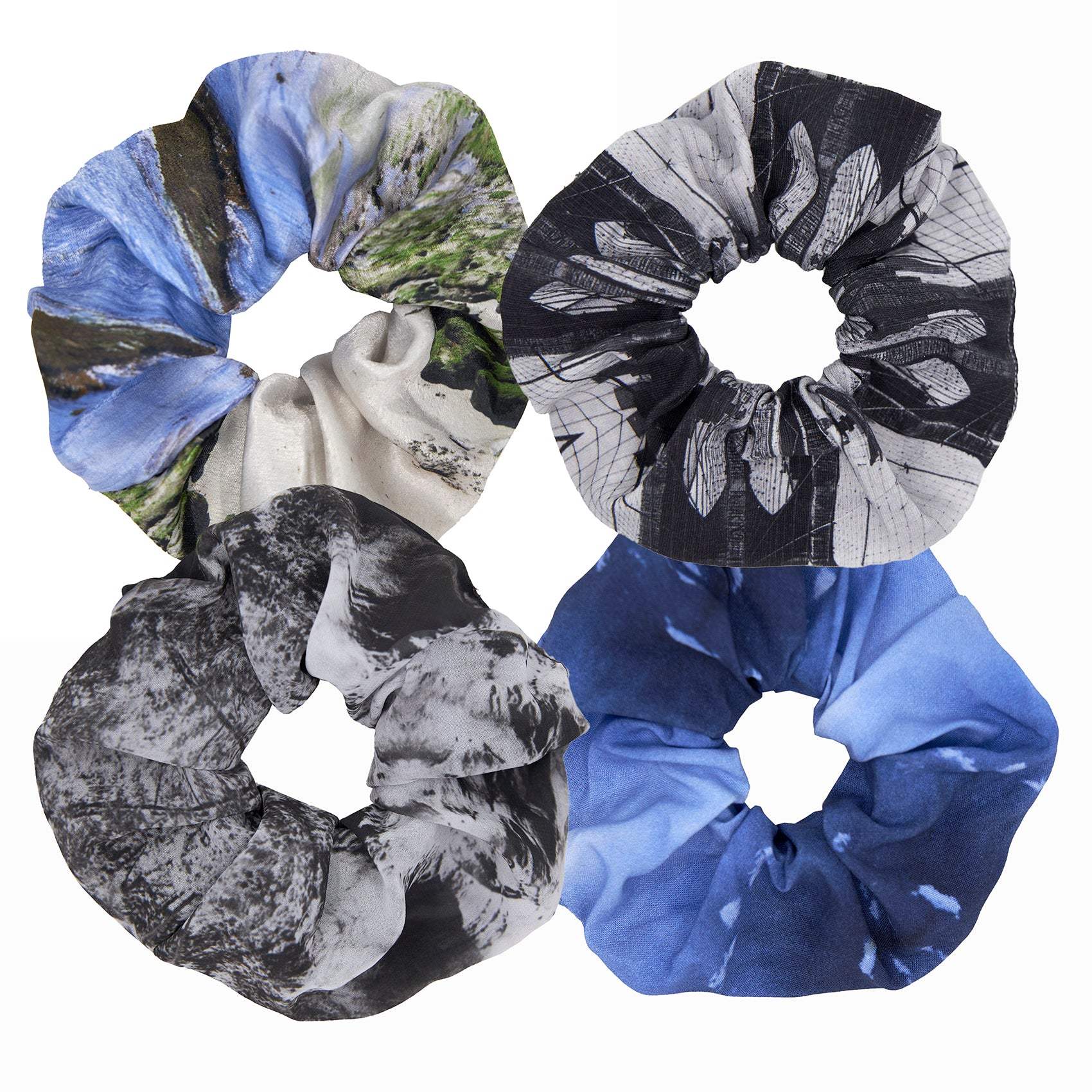 Babs Boutique Nyc Women's Blue / Black Babs Eco-chic Scrunchies - Variety Pack Of Four - Medium Five Inch