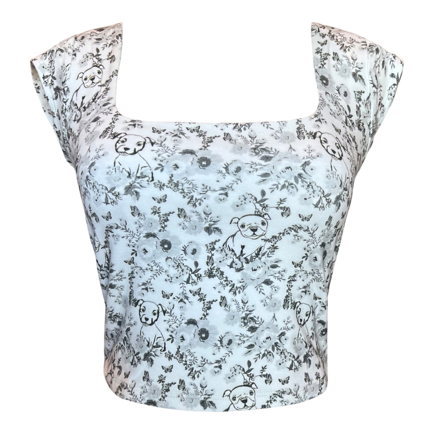 Cloud Haven Women's Black / White  Toile Square Neck Tee In Black & White In Black/white