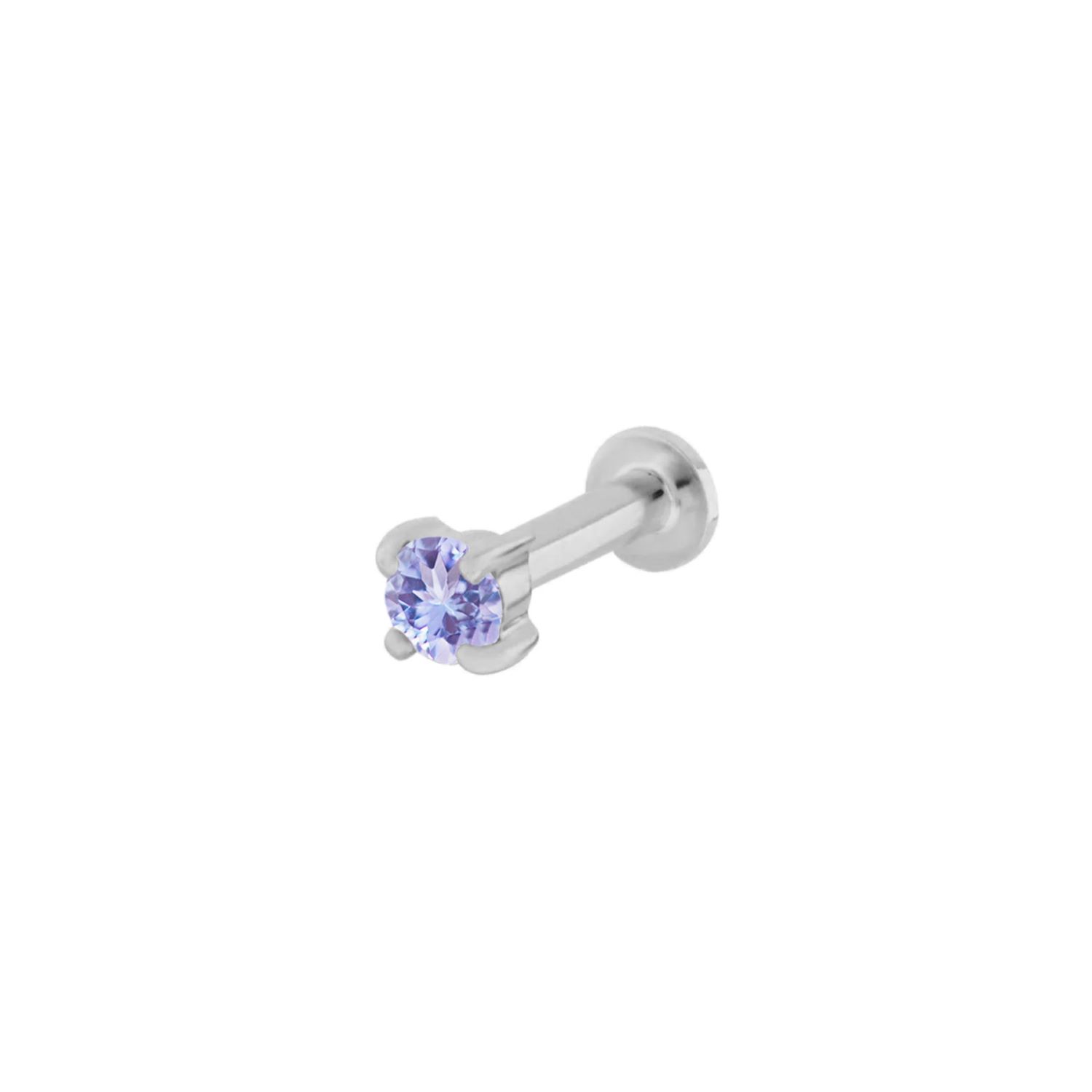 Women’s Pink / Purple / Silver Mini Tanzanite Solitaire Flat Back Earring 14K White Gold Zohreh V. Jewellery