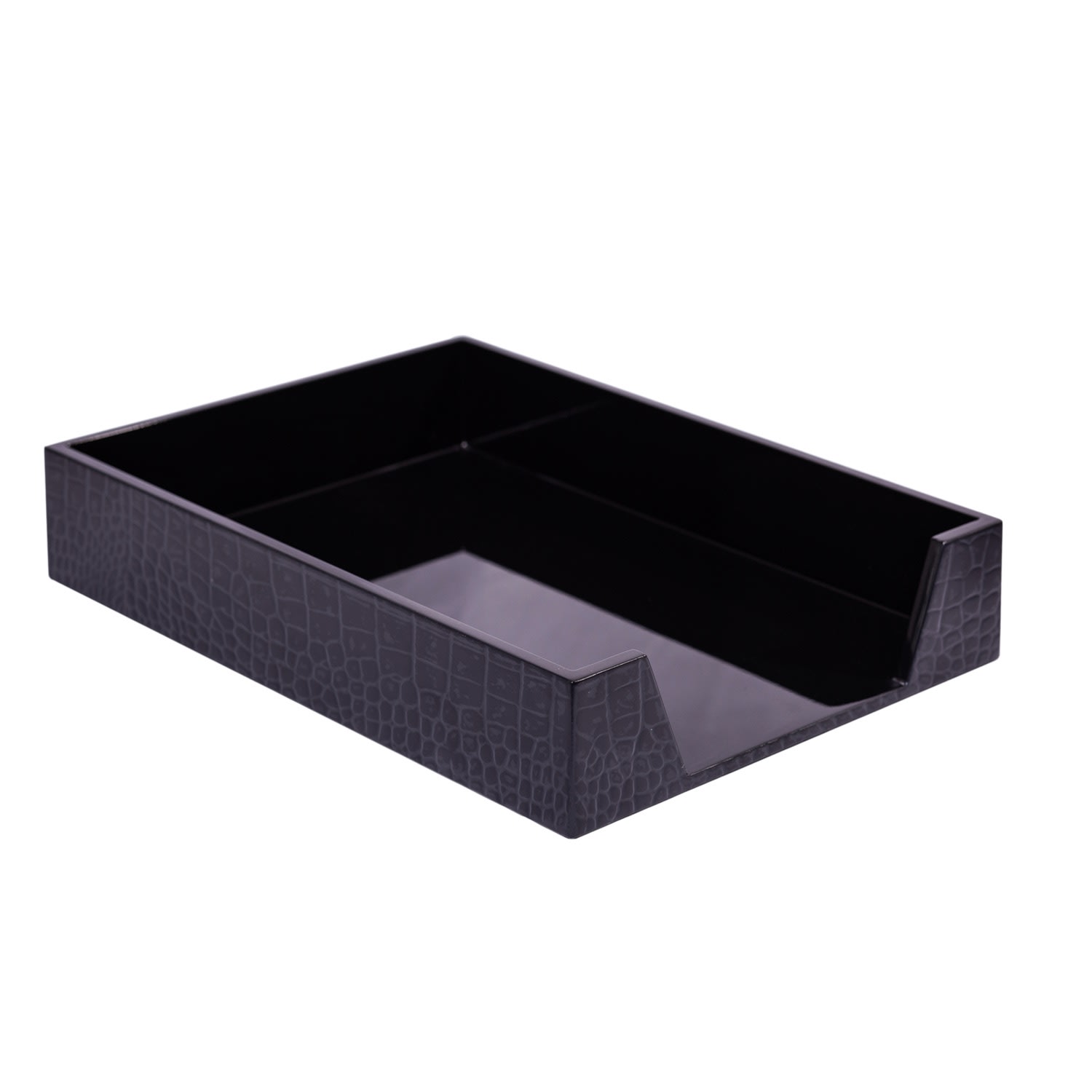 Black Chelsea Paper Tray - Croc Noir Posh Trading Company