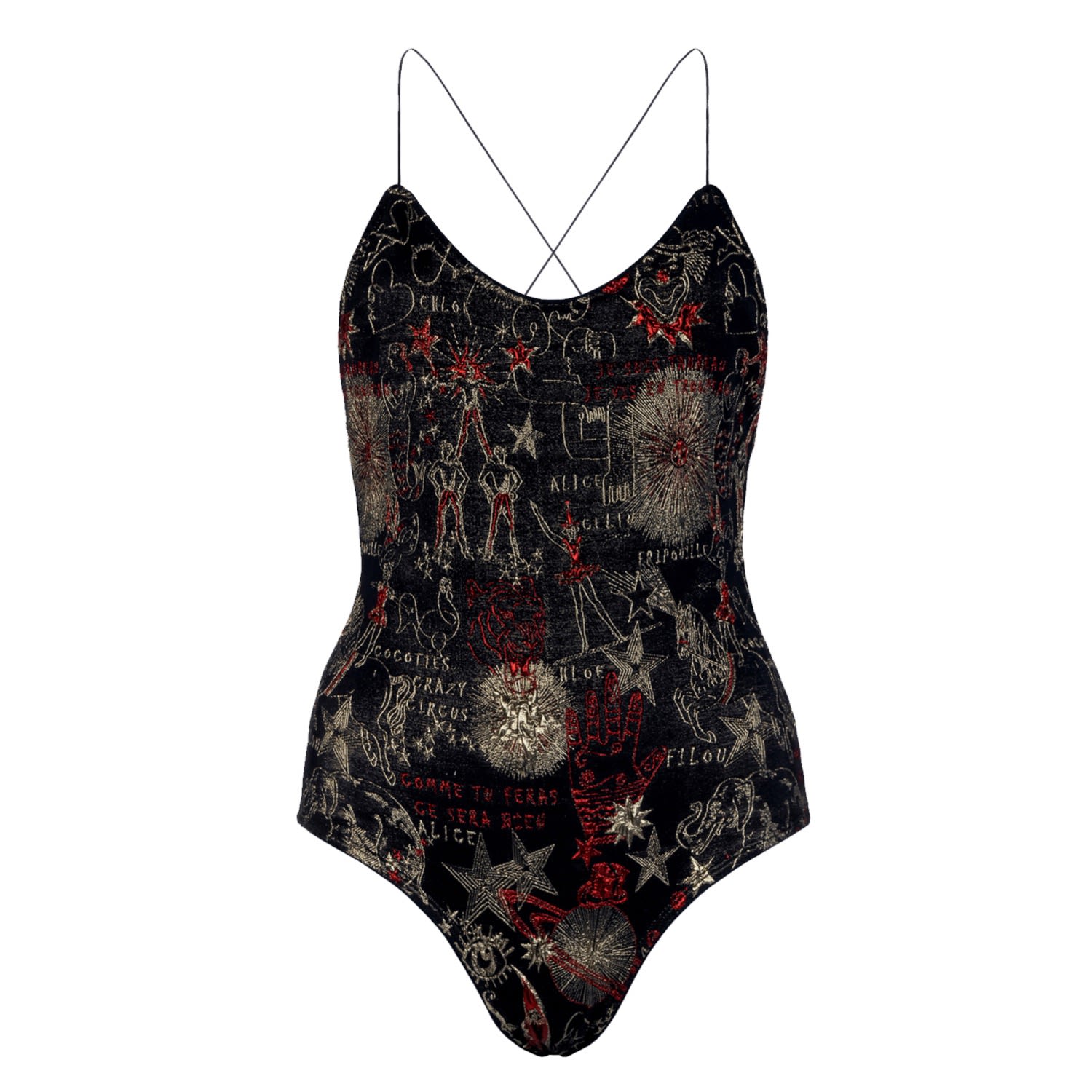 Geegee Collection Women's Black Circus Swimsuit In Multi