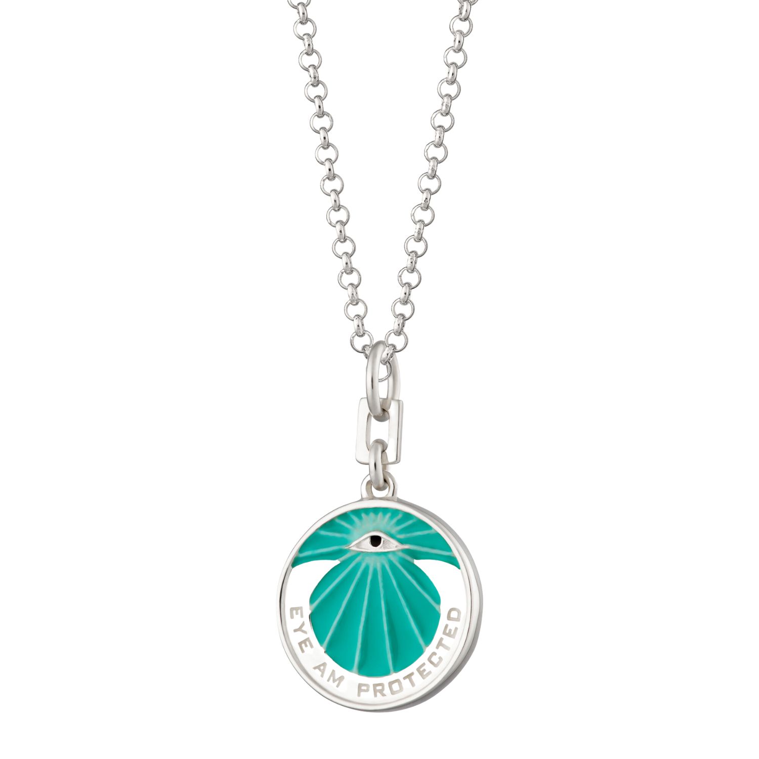 Women’s Silver / Blue Sterling Silver Eye Am Protected Turquoise Coin Necklace Lily Charmed