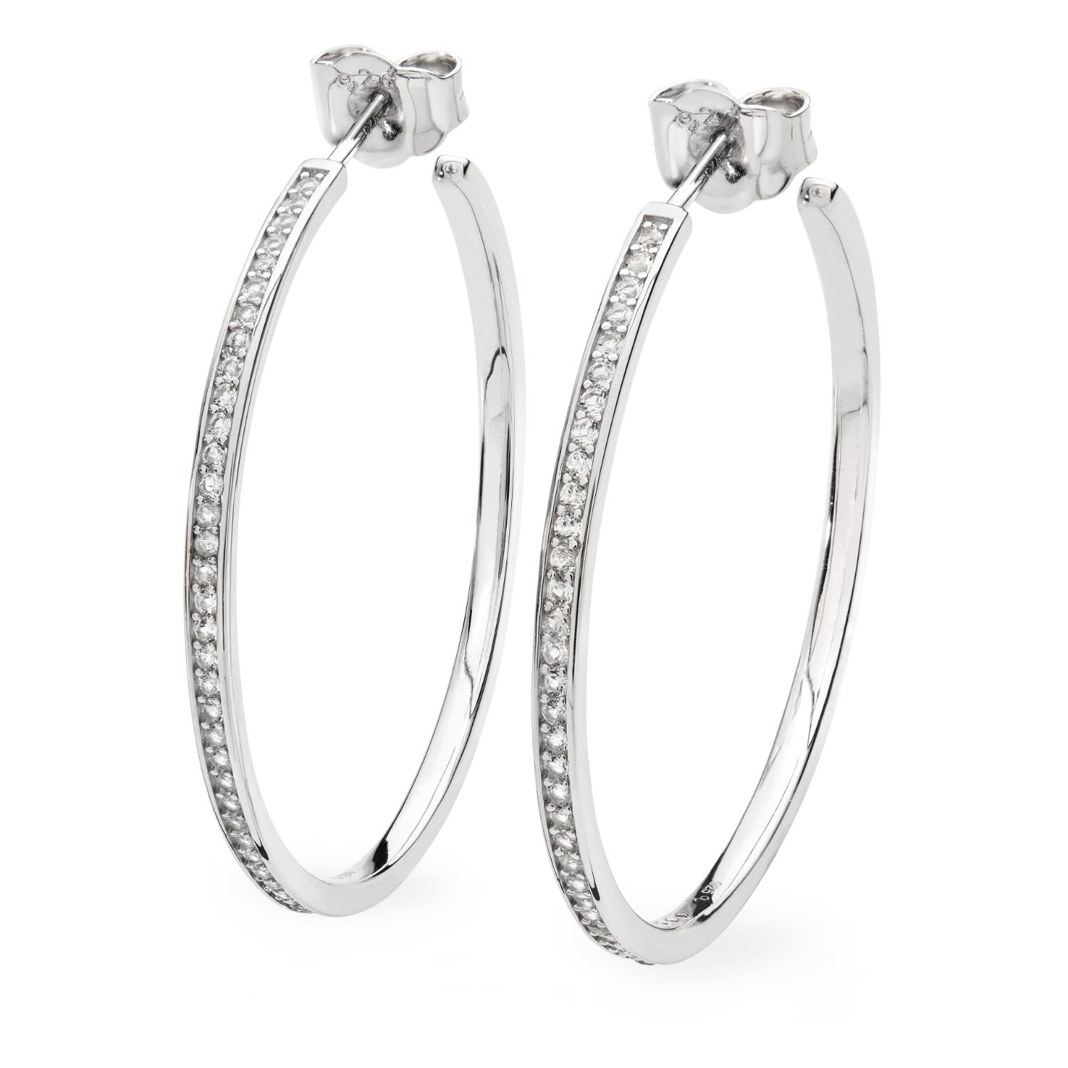 Lucy Quartermaine Women's Solid Sterling Silver Skinny Drip Large Hoops