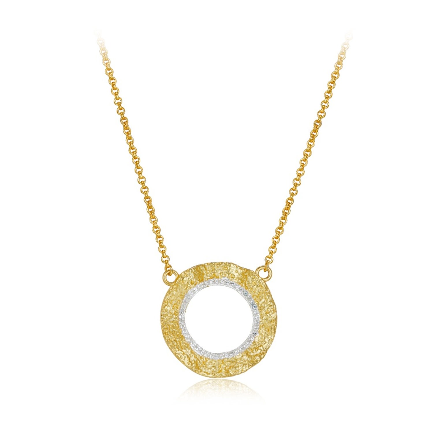 Janus Edinburgh Women's Shen Gold Vermeil Mixed Tone Circle Textured Necklace In Gold