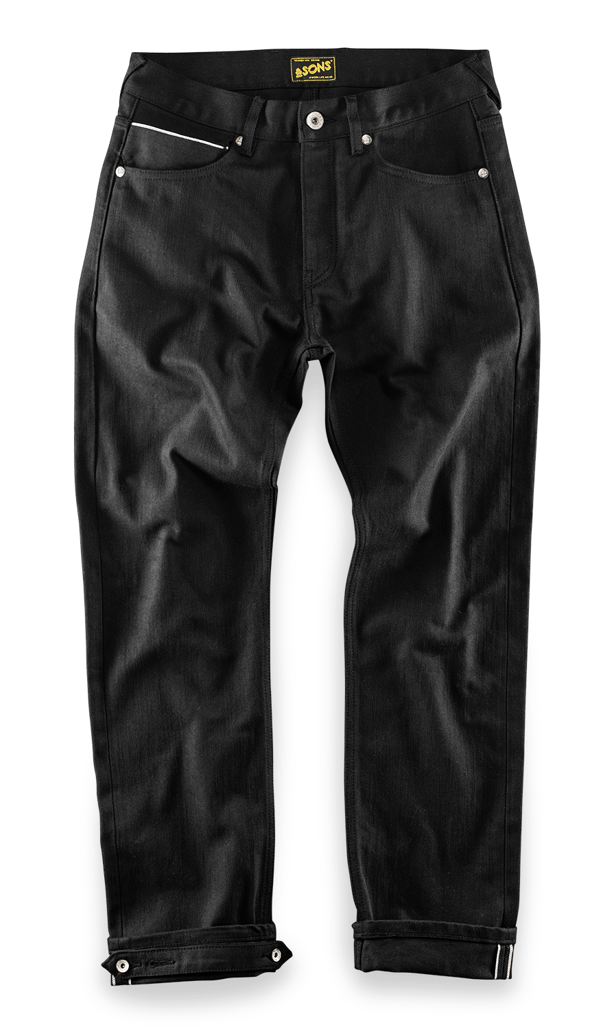 &sons Trading Co Men's Rocker 14oz Solid Black Selvedge Denim Jeans In Black
