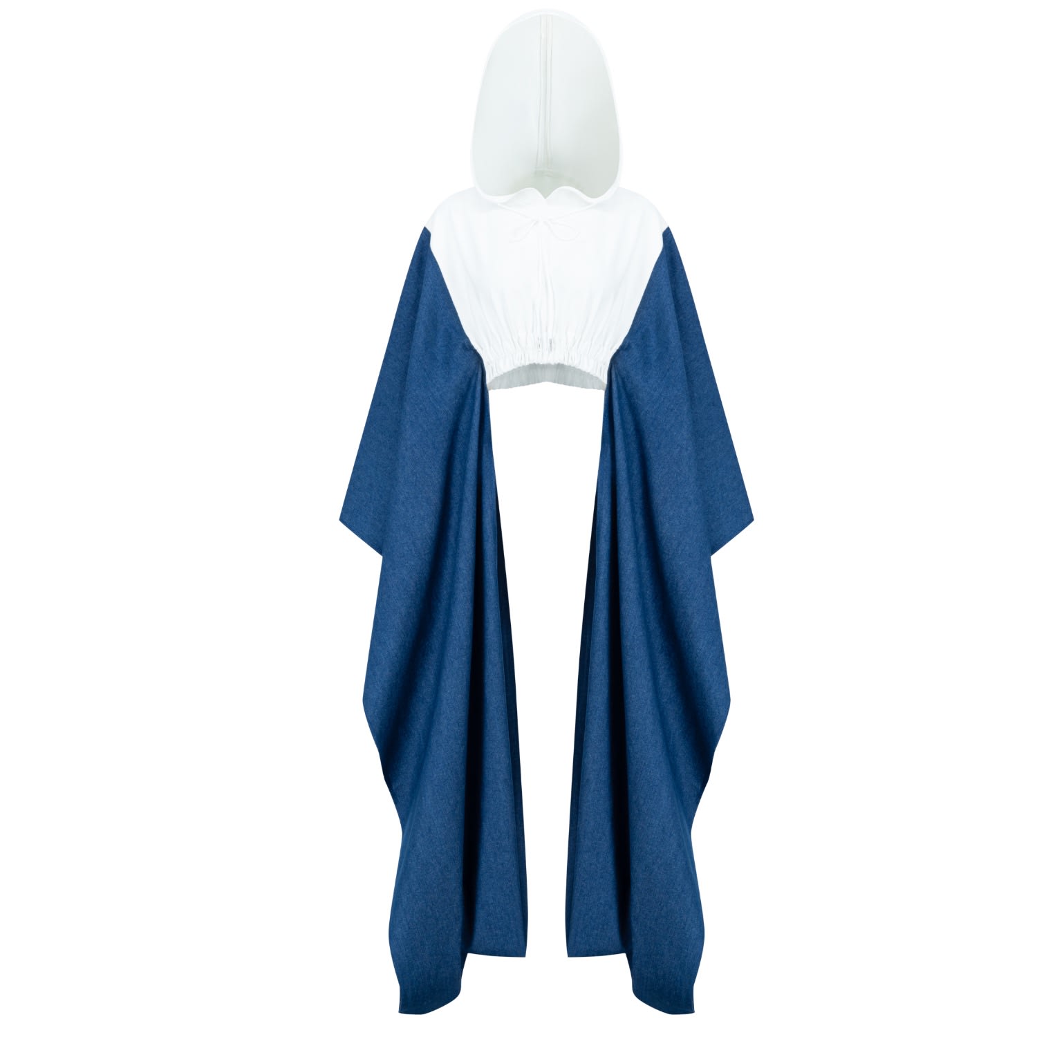 Women’s Blue / White Blue Denim Agbada Sleeves White Crop Hoodie Medium ch