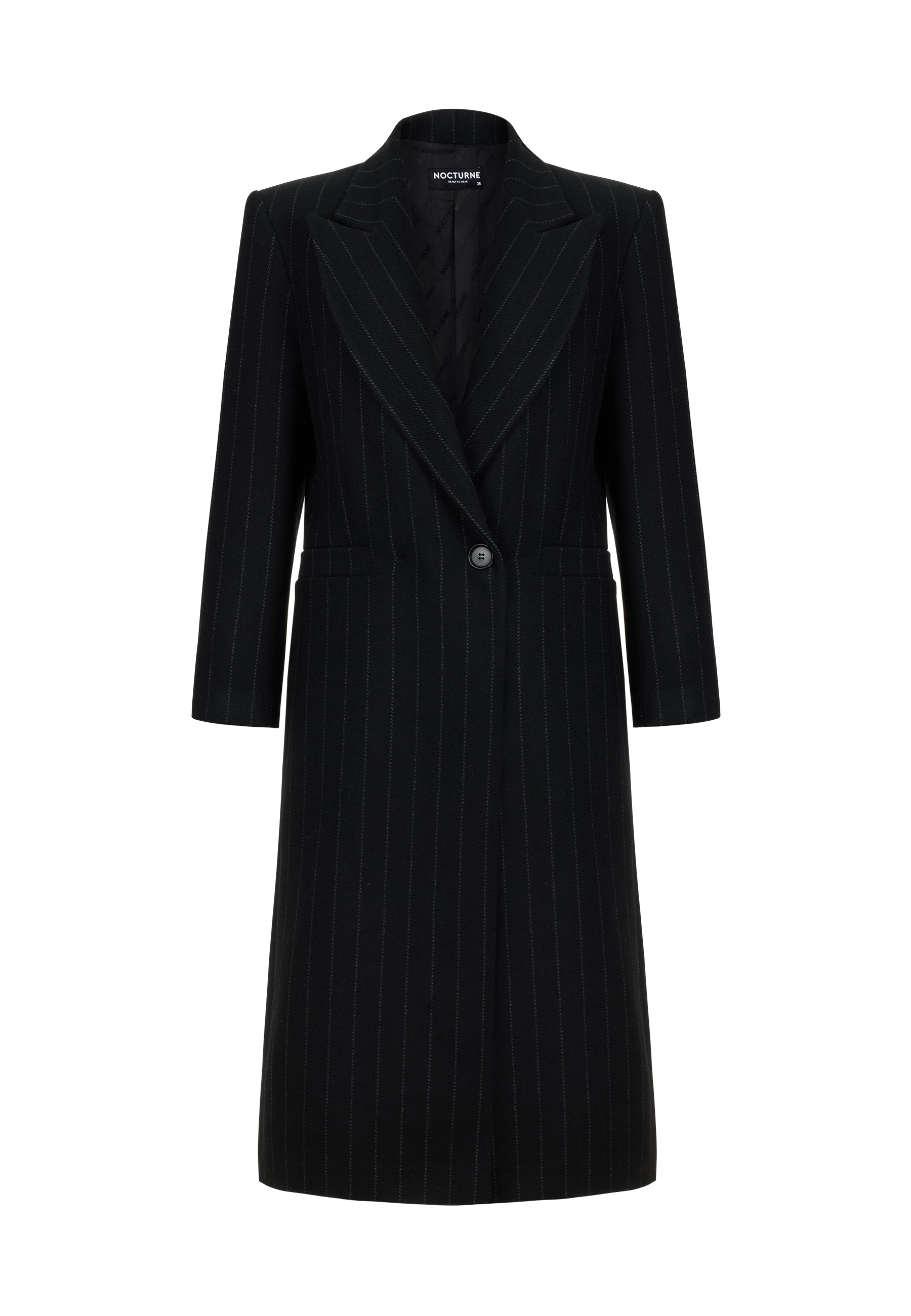Shop Nocturne Women's Black Shoulder Pad Wool Blend Coat