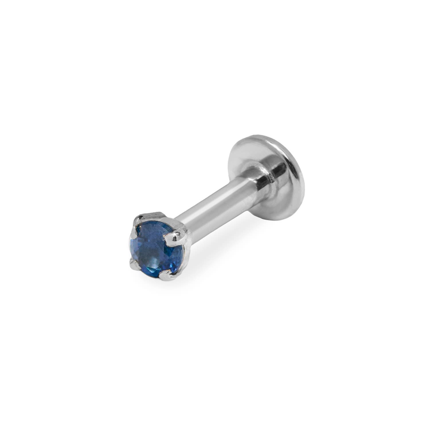 Zohreh V. Jewellery Women's Blue Mini Sapphire Solitaire Flat Back Earring 14k White Gold In Blue