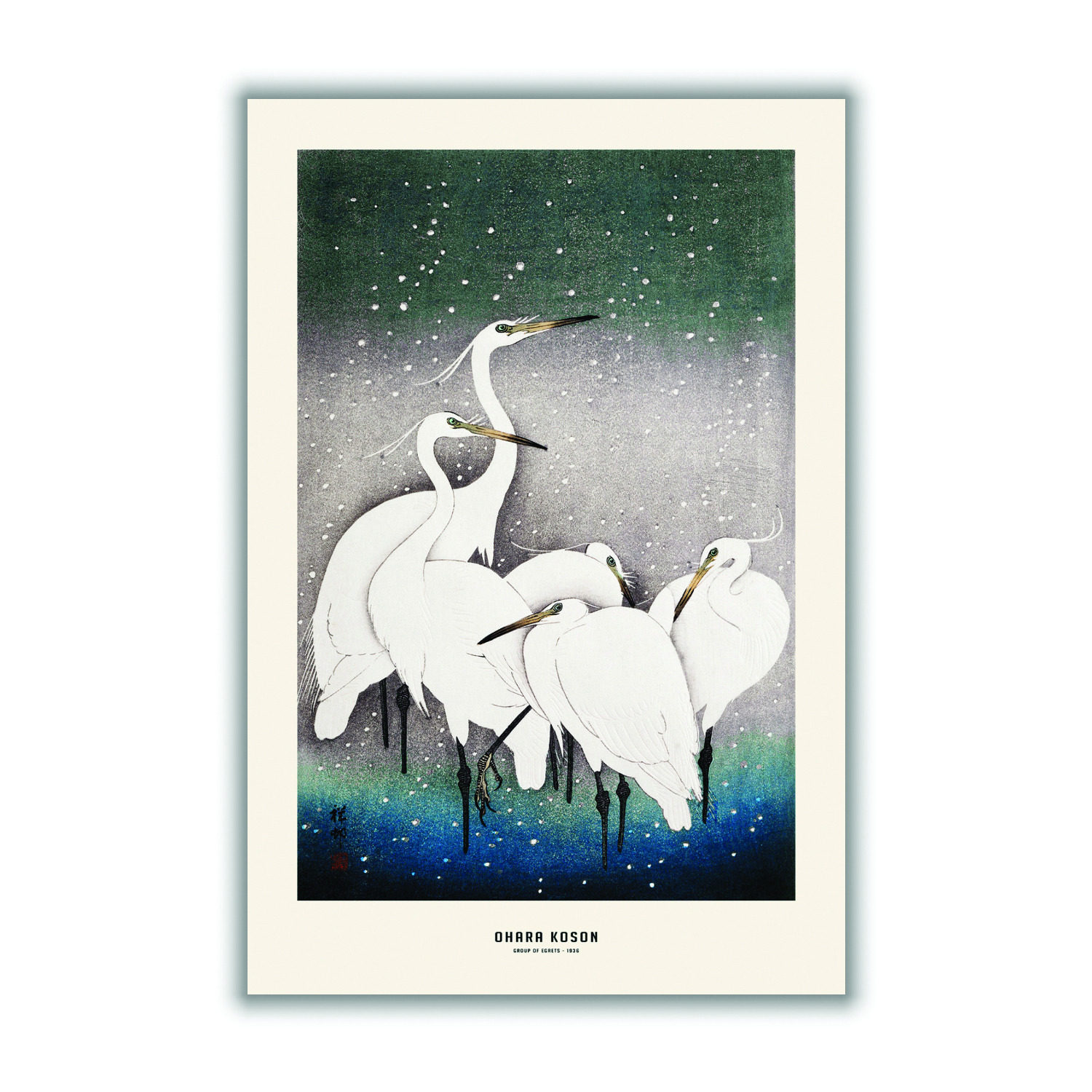 White Ohara Koson - Group Of Egrets Medium Stanley Print House