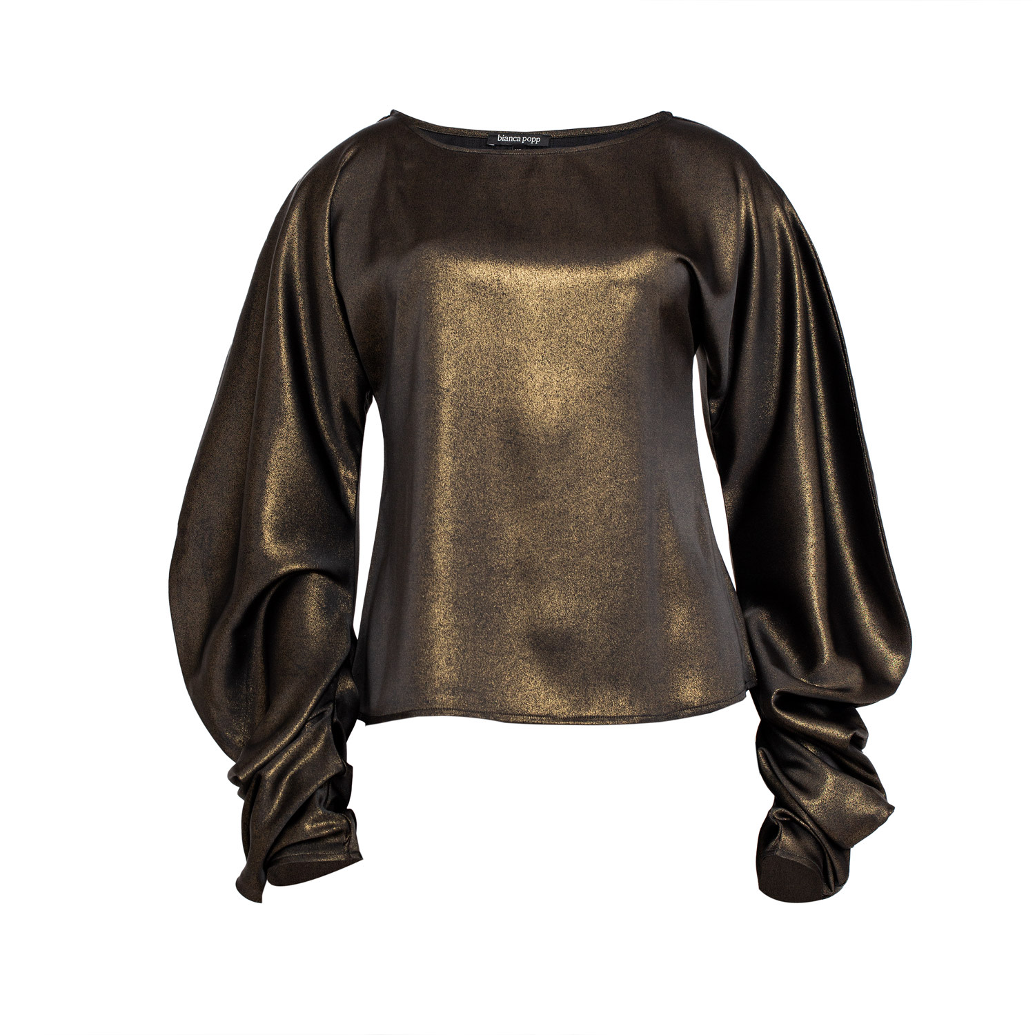 Bianca Popp Women's Puff Blouse Long Sleeves In Gold In Gold