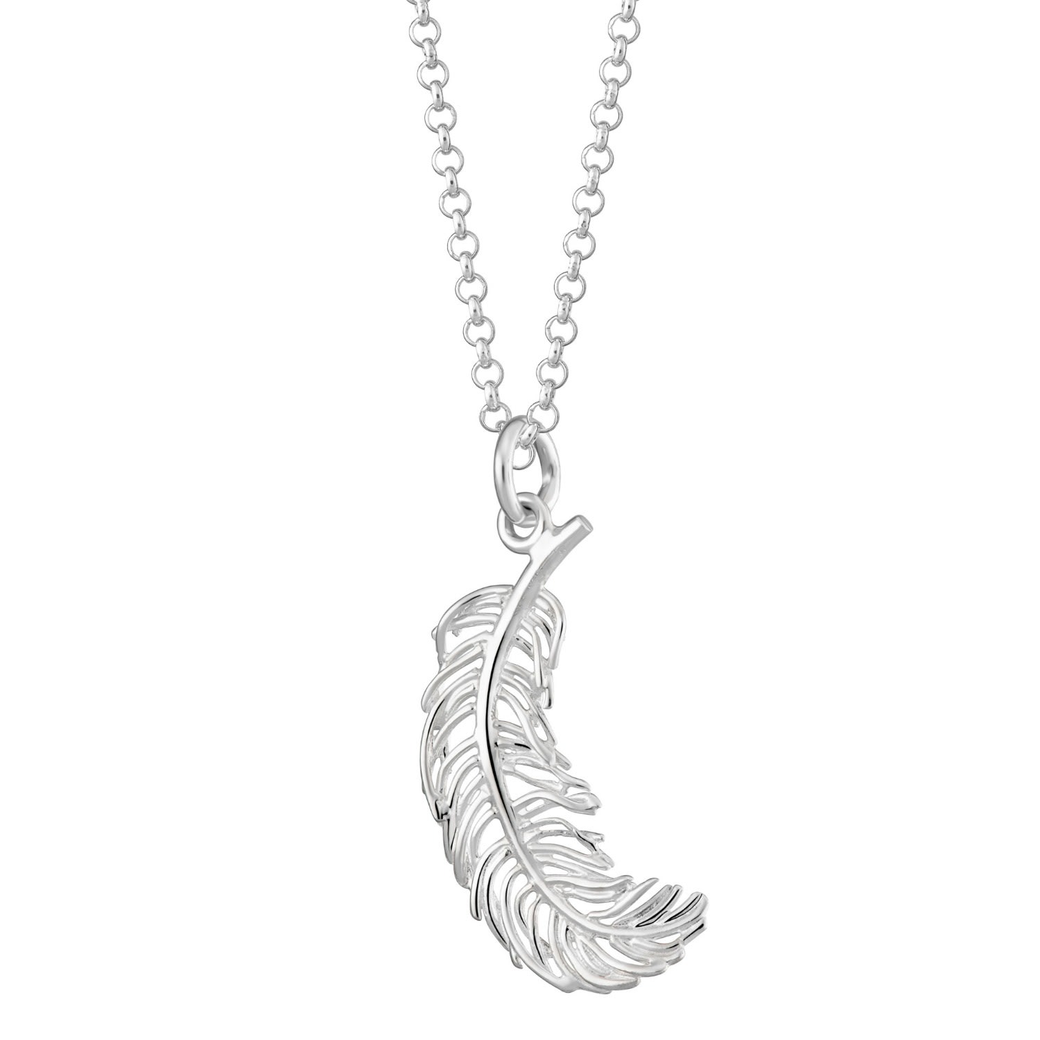 Women’s Large Sterling Silver Feather Necklace Lily Charmed