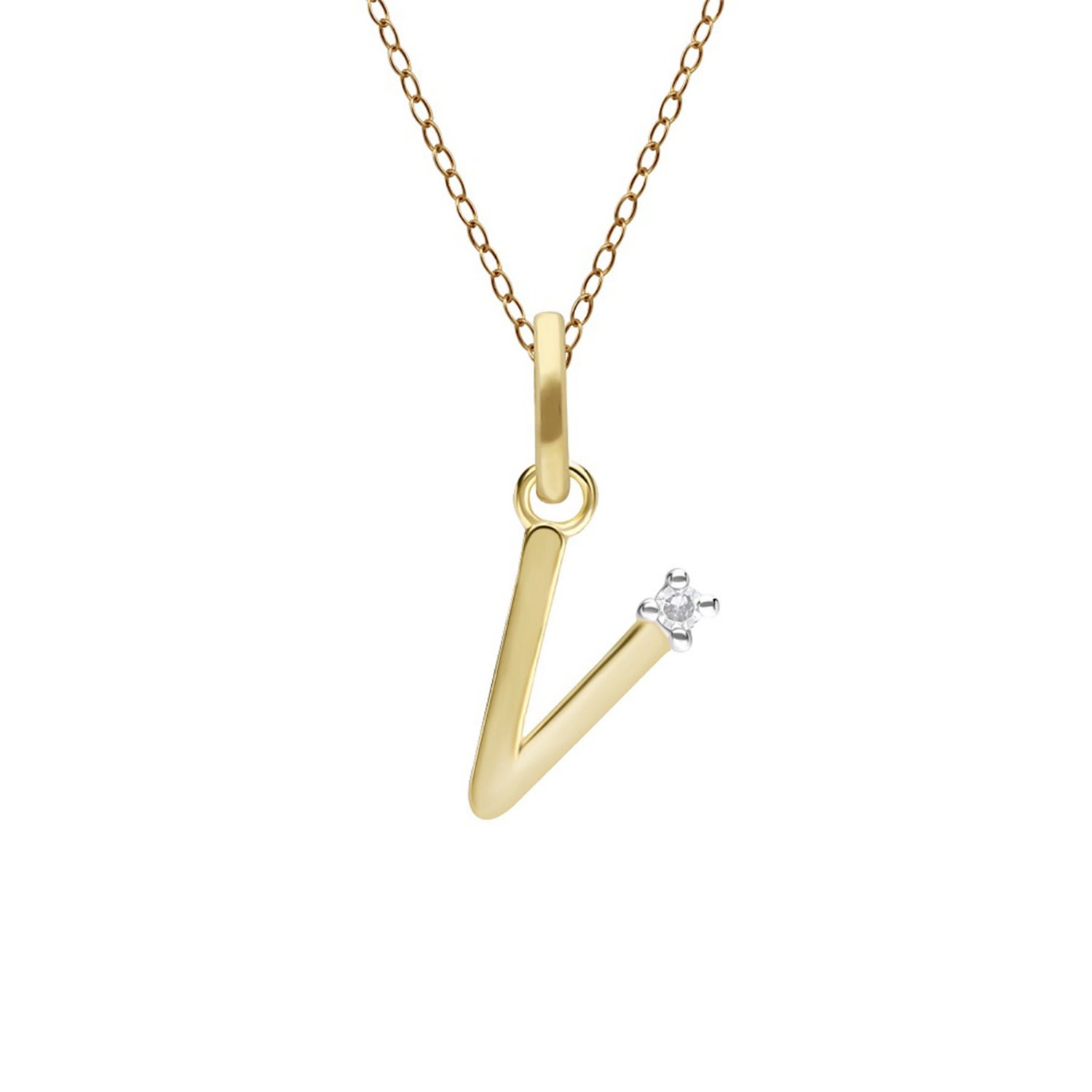 Women’s Gold / White Initial V Diamond In Yellow Gold Gemondo