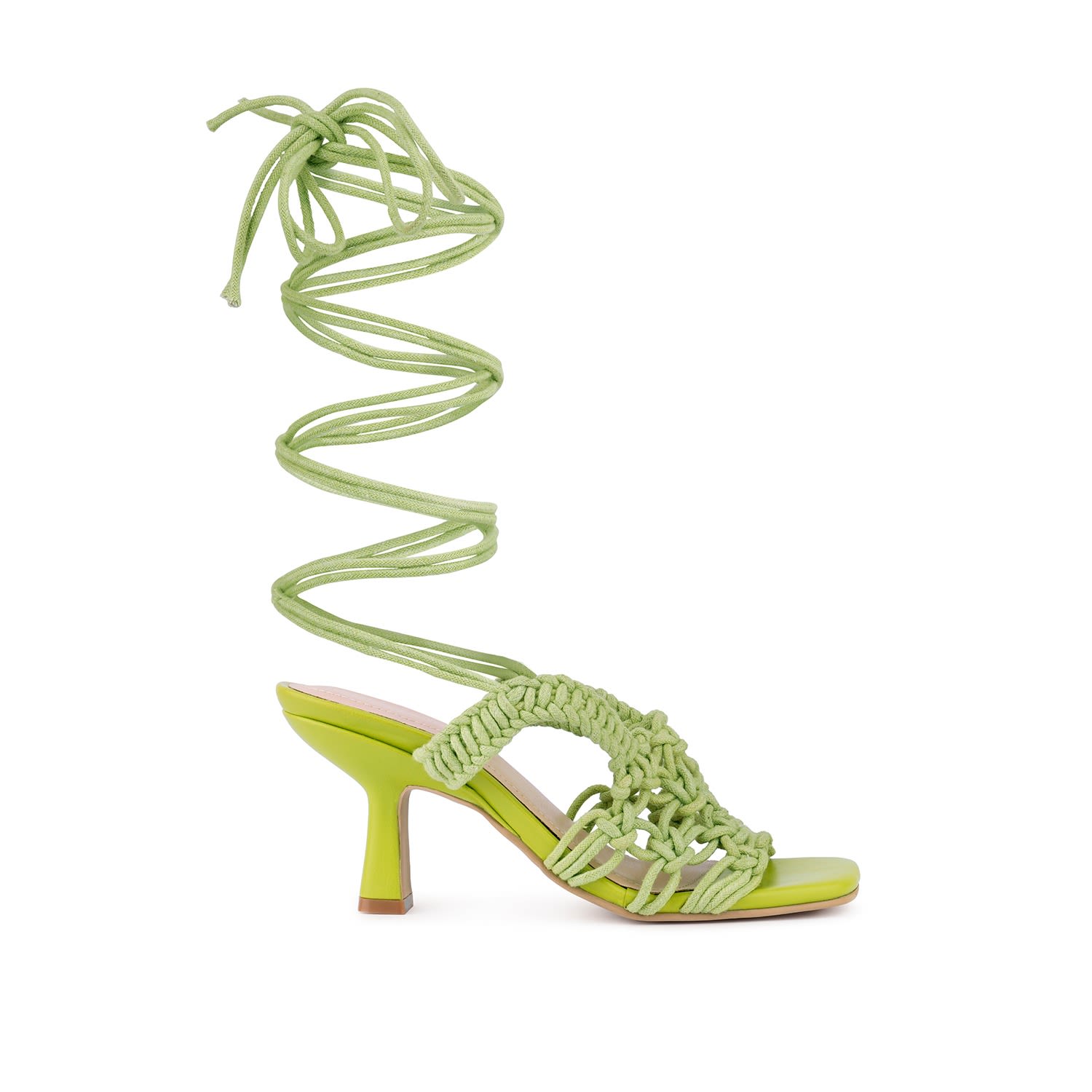 Rag & Co Women's Beroe Green Braided Handcrafted Lace Up Sandal