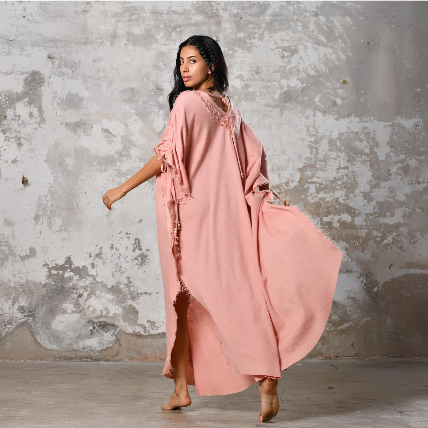 Boho Kaftan Women Summer Maxi Dress - Pink | Zhenabia | Wolf & Badger