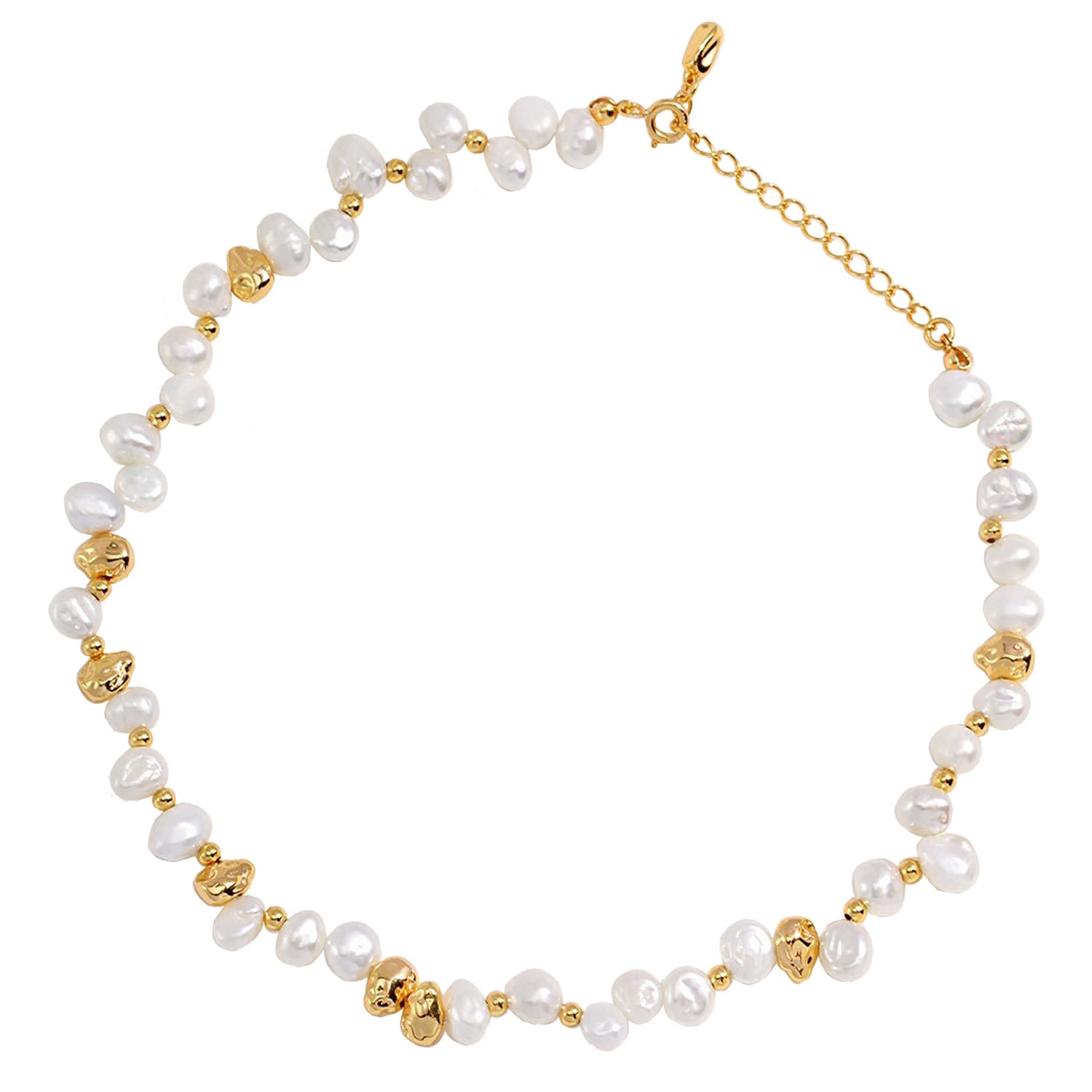 Women’s French Style Irregular Freshwater Pearls With Gold Necklace Ms. Donna