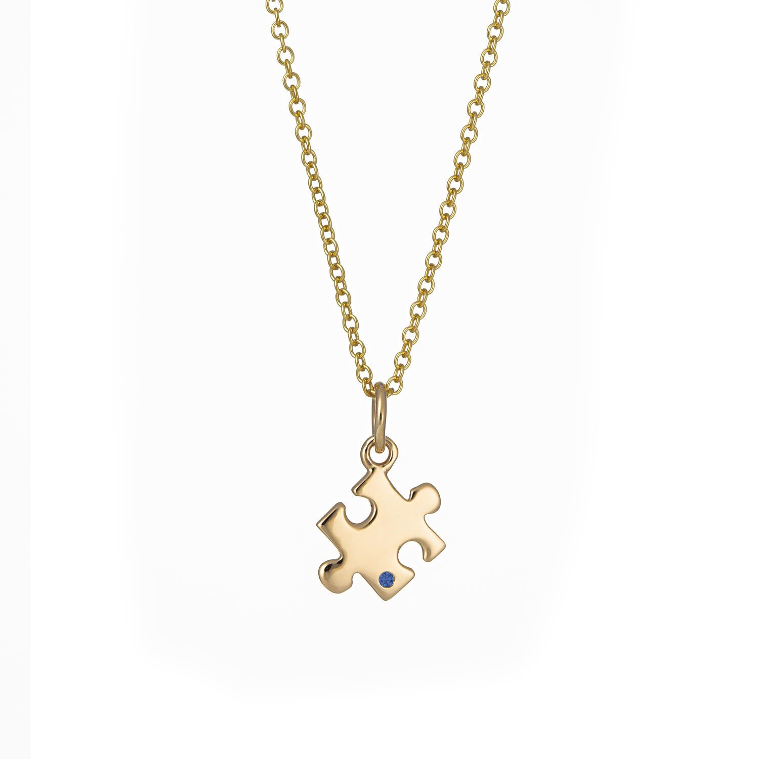 Women’s Solid Gold Jigsaw Necklace With Sapphire Lily Charmed