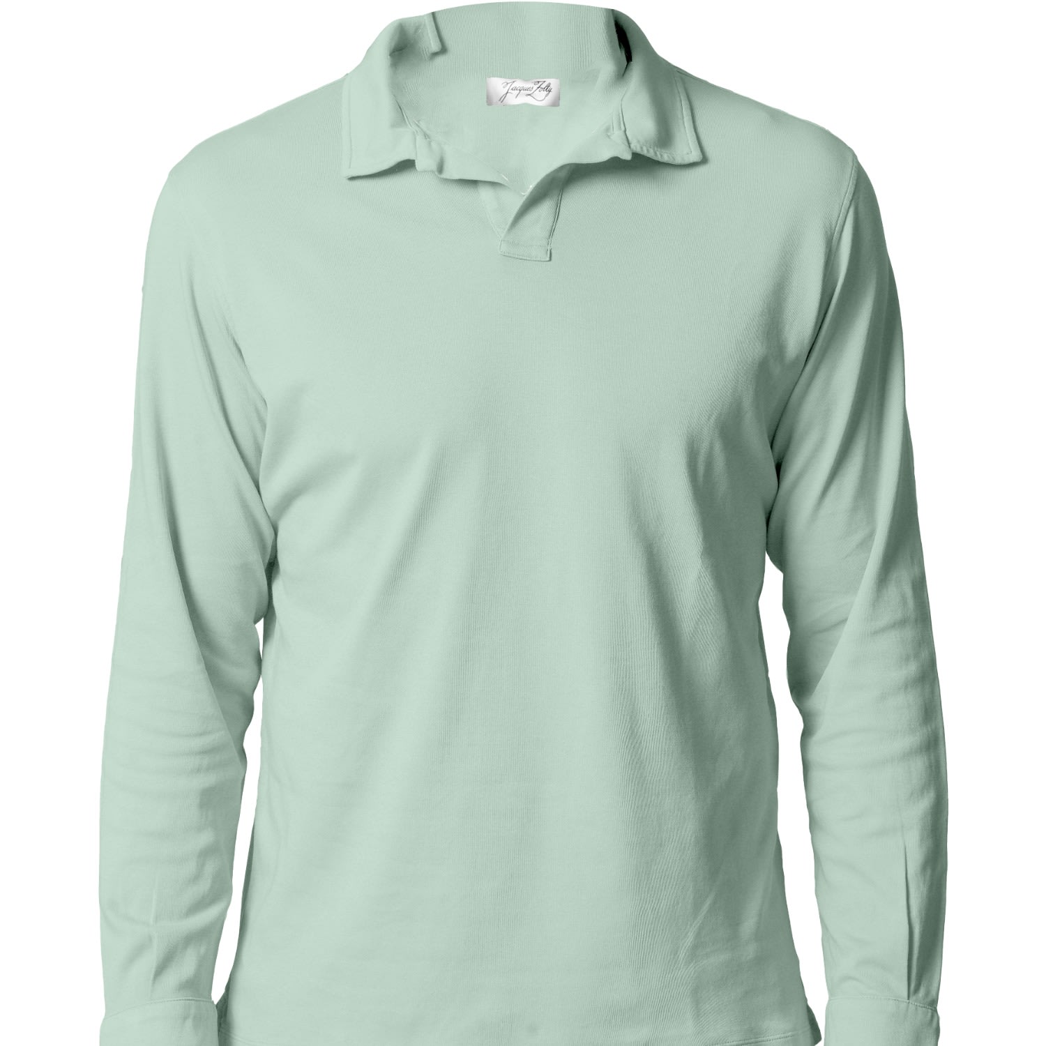 Jacques Zolty Patrick Mens Cotton Polo Long Sleeve Mint Green