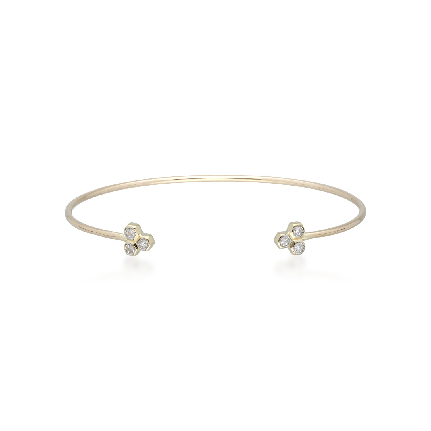 Women’s Diamond Trilogy Geometric Bangle In Yellow Gold Gemondo