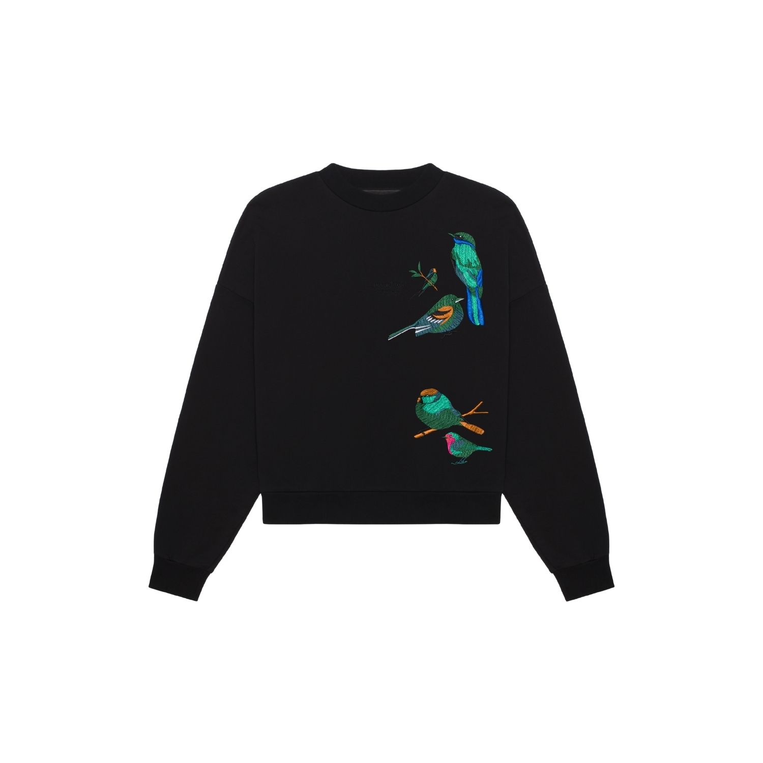 Place Of Elms Black Northern Birds Embroidered Fleece In Black