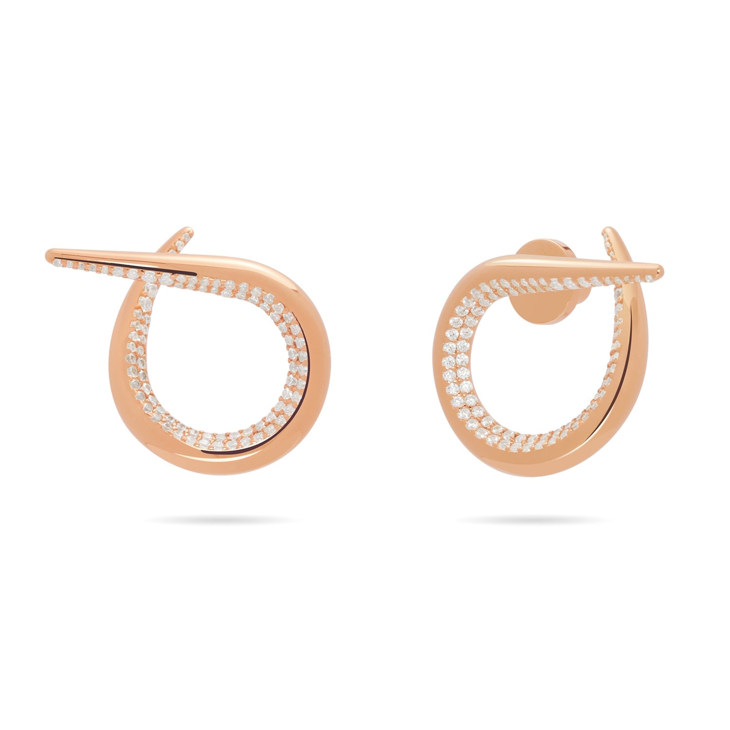 Meulien Women's Open Twist Waterdrop Earrings With Pave Cz - Rose Gold In Gray