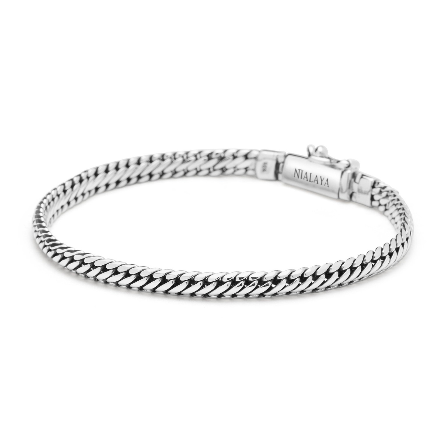 Men's Sterling Silver 4Mm Chain Bracelet, Nialaya