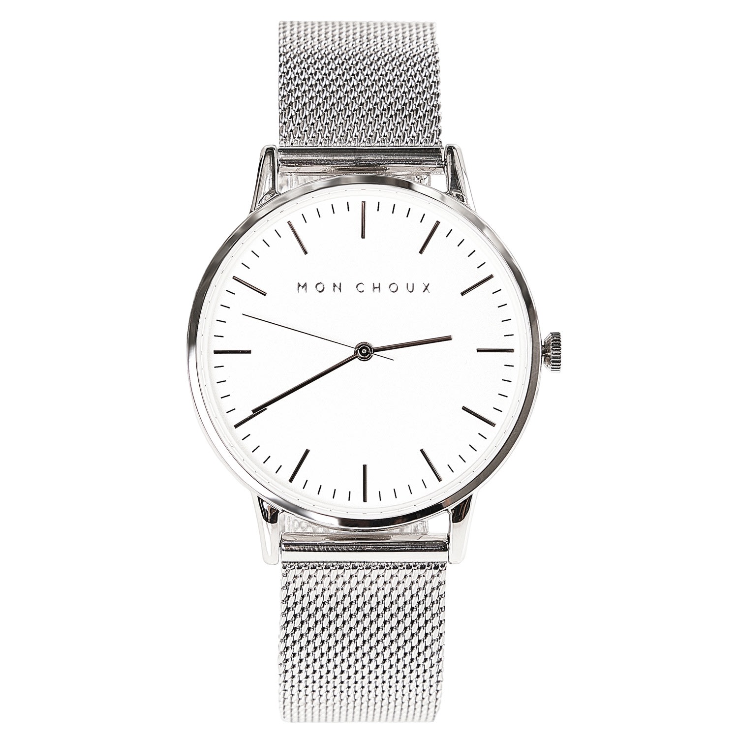 Men’s White / Silver Classic White Silver Watch In Mesh One Size Mon Choux