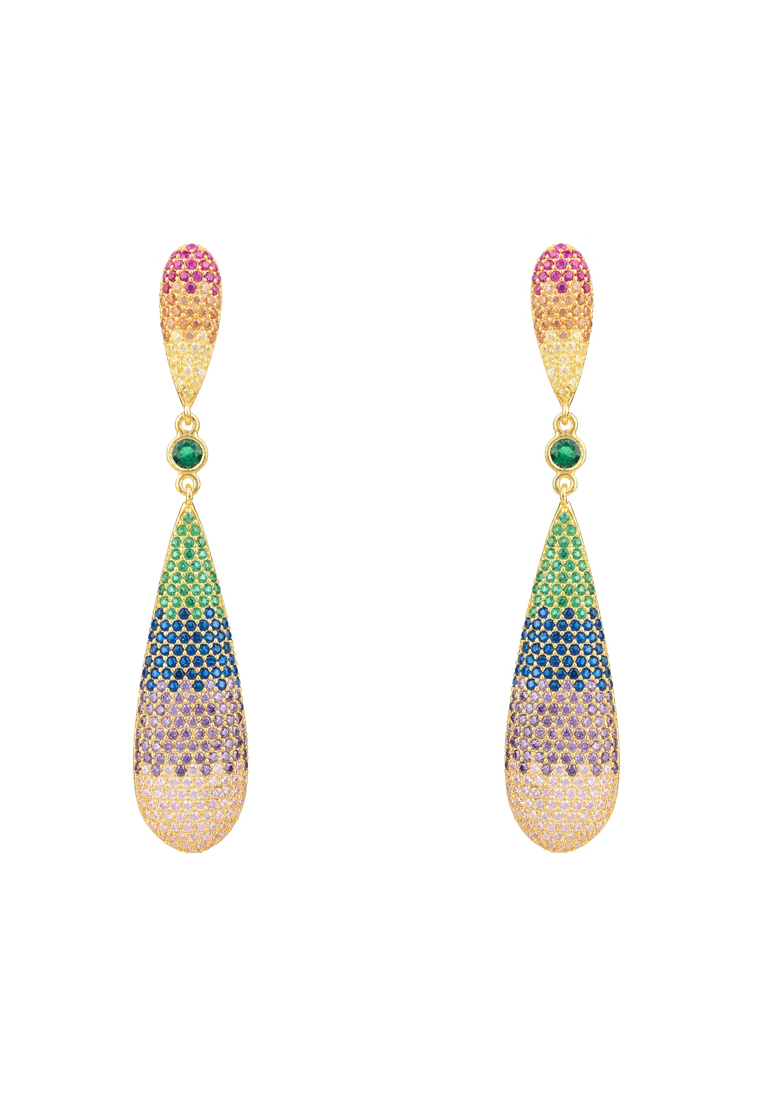 Latelita Women's  Coco`s Long Drop Earrings Rainbow Gold