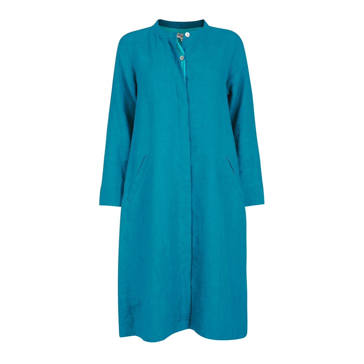 Women’s Blue Super Mix Coat Dress Linen - Peacock Medium Nologo-Chic